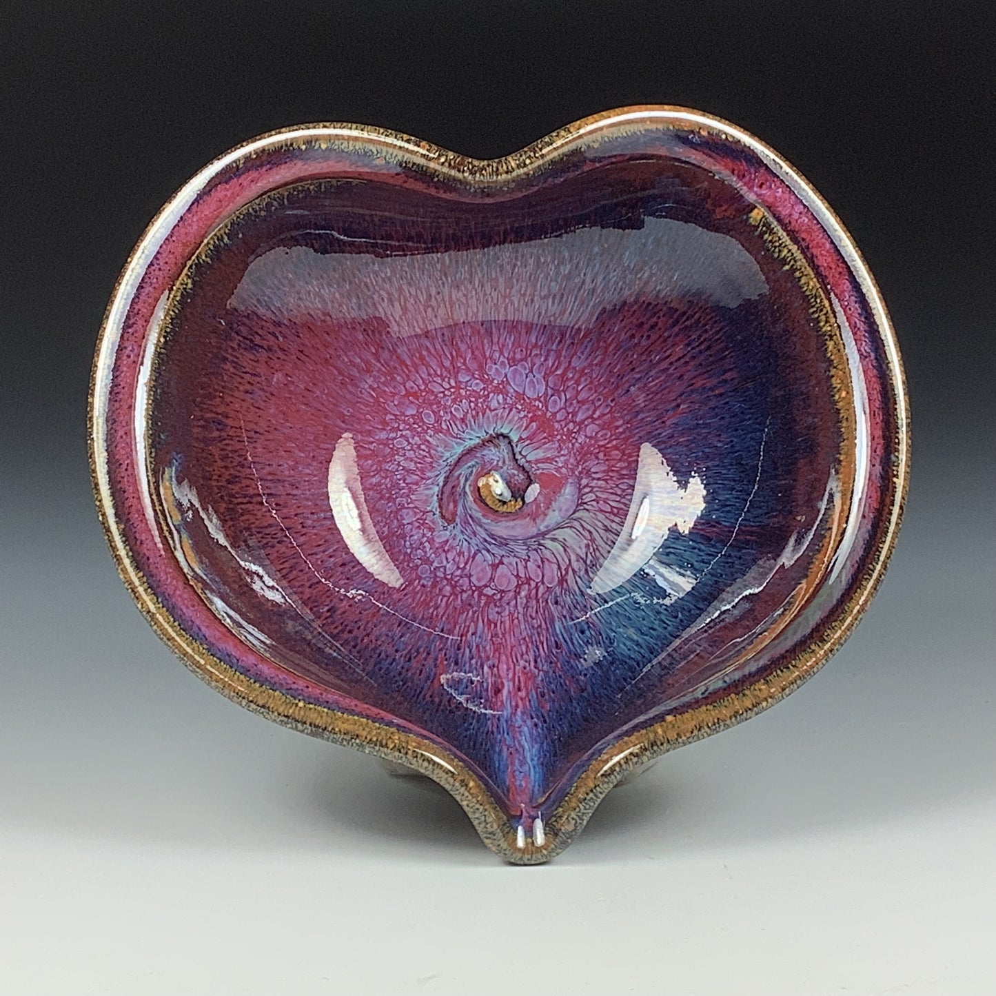 Handmade ceramic pottery bowl stoneware dinnerware heart-shaped bowl- Purple heart love bowls dishes - item 3515