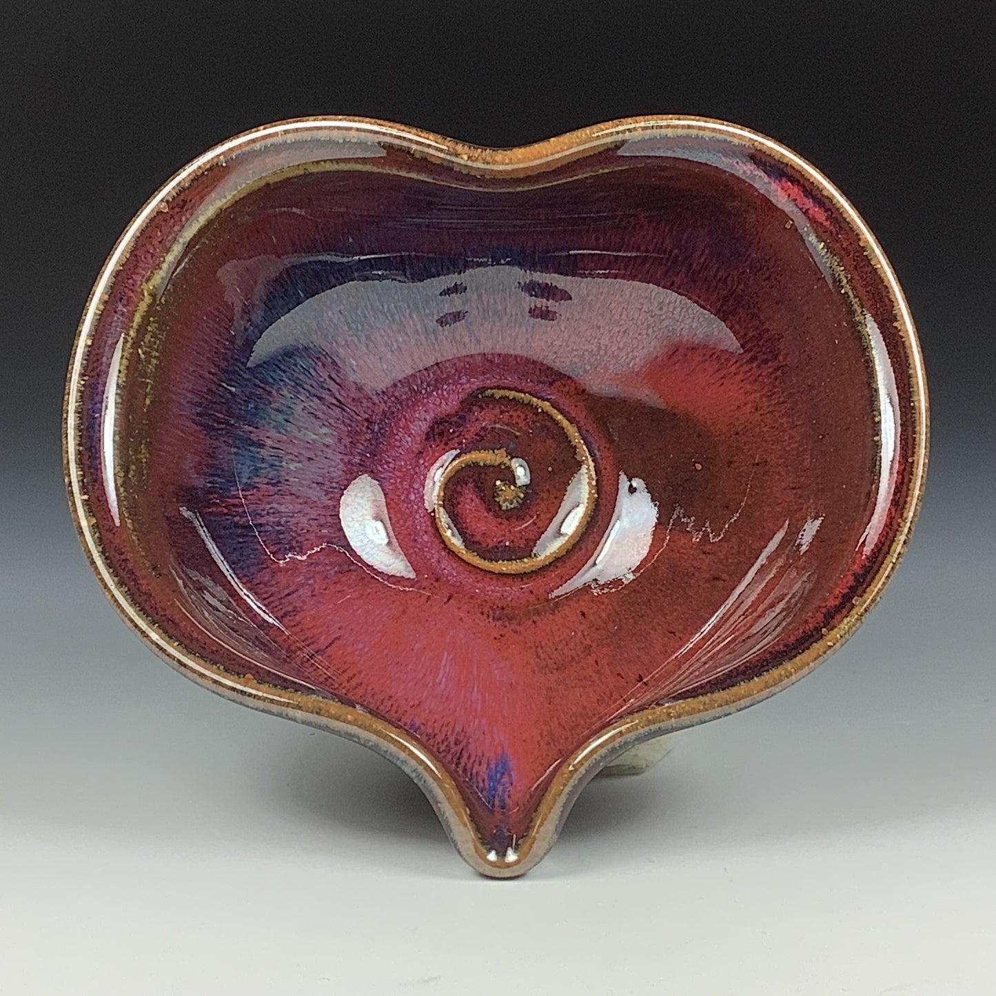 Handmade ceramic pottery bowl stoneware dinnerware heart-shaped bowl- Purple redheart love bowls dishes - item 3517