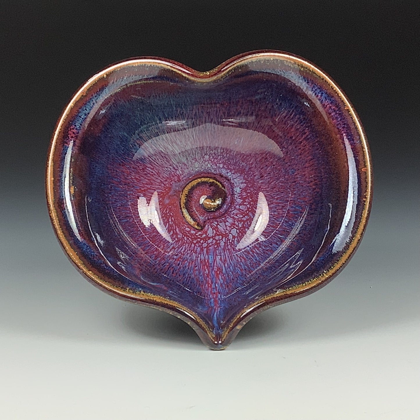 Handmade ceramic pottery bowl stoneware dinnerware heart-shaped bowl- Purple heart love bowls dishes - item 3530
