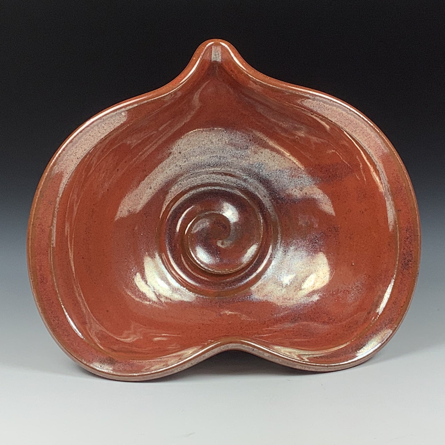 Handmade ceramic pottery bowl stoneware dinnerware heart-shaped bowl- Iron red heart love bowls dishes - item 3521