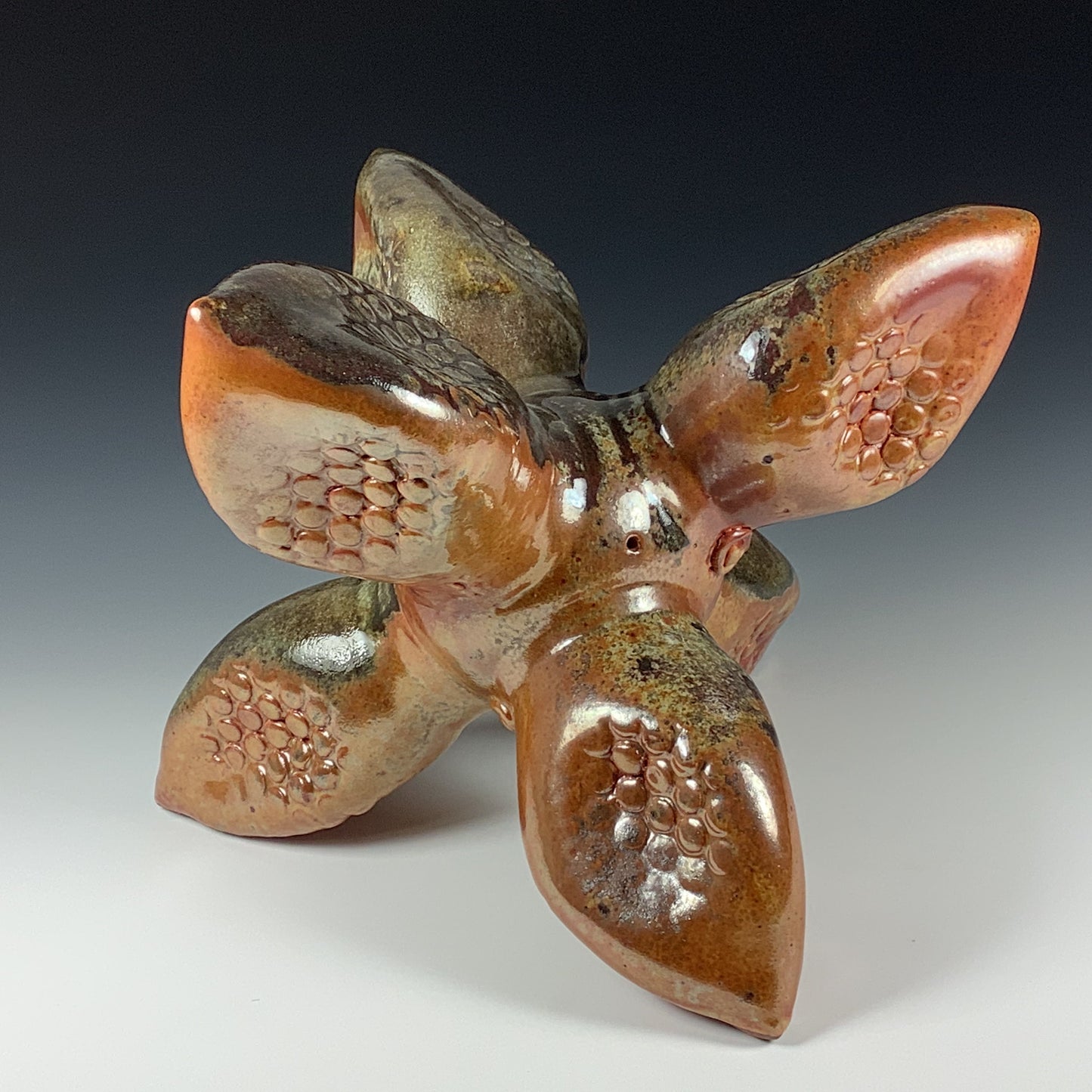 Handmade stoneware art abstract ceramic sculptures pottery decoration - Shino gold jack - item 1001