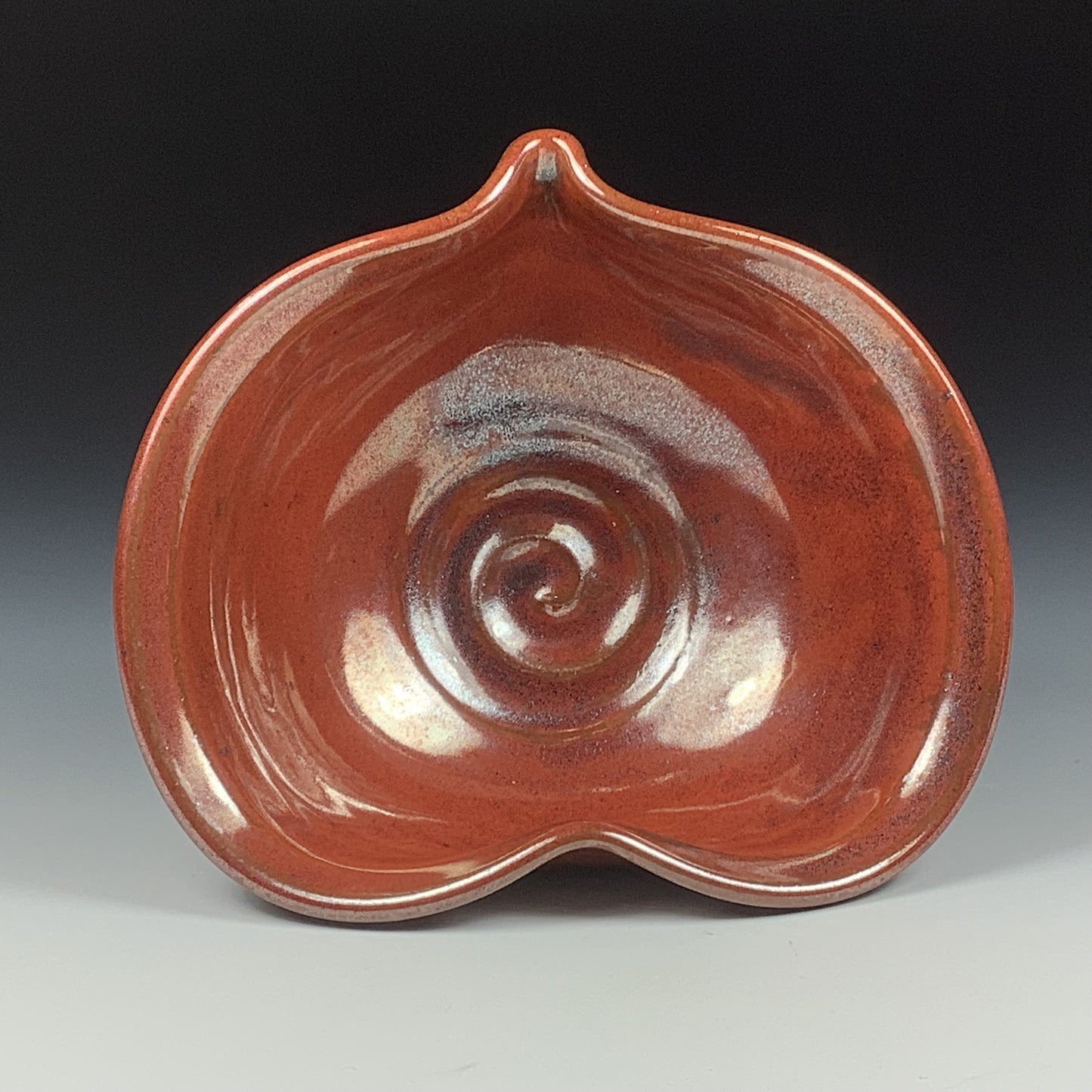 Handmade Ceramic Heart-Shaped Bowl - Iron Red Glaze - item 3522
