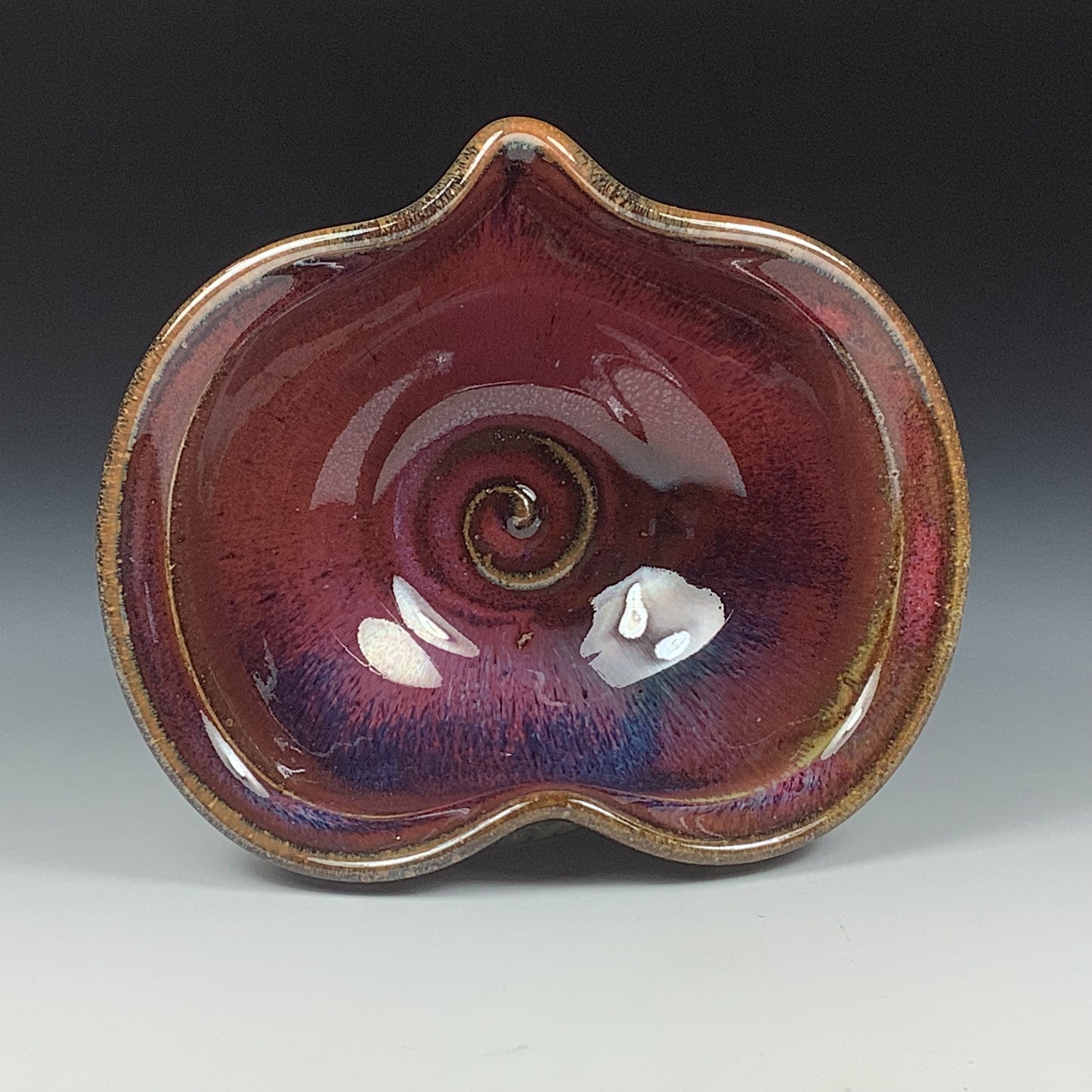 Handmade ceramic pottery bowl stoneware dinnerware heart-shaped bowl- Red purple heart love bowls dishes - item 3513