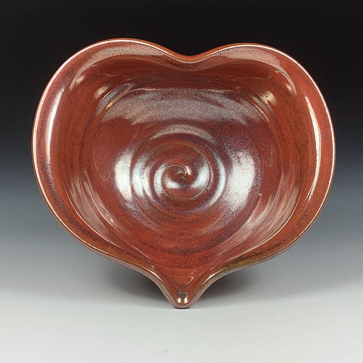 Handmade ceramic pottery bowl stoneware dinnerware heart-shaped bowl- Iron red heart love bowls dishes - item 3531