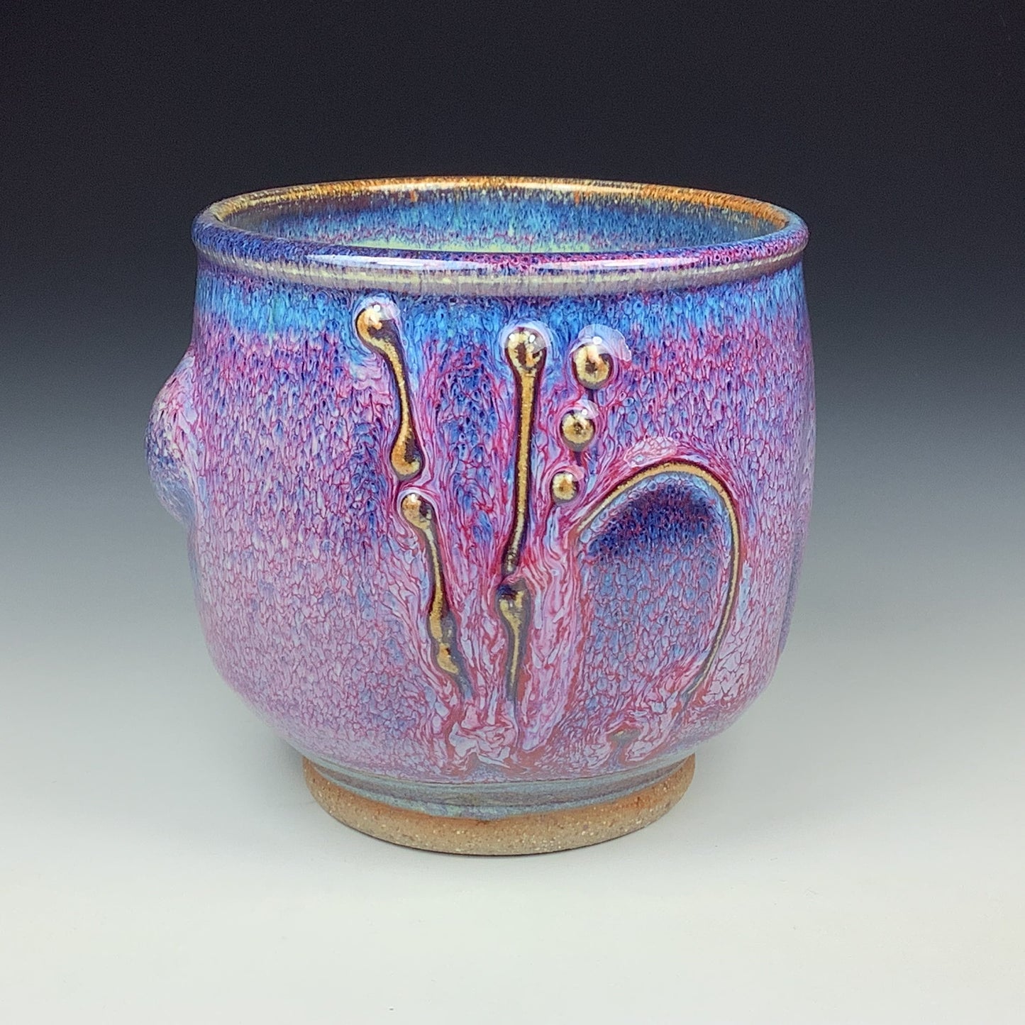 Artisan teacups luxury tea sets vintage ceramic teacups handmade stoneware pottery cup - Purple bamboo - item 2471
