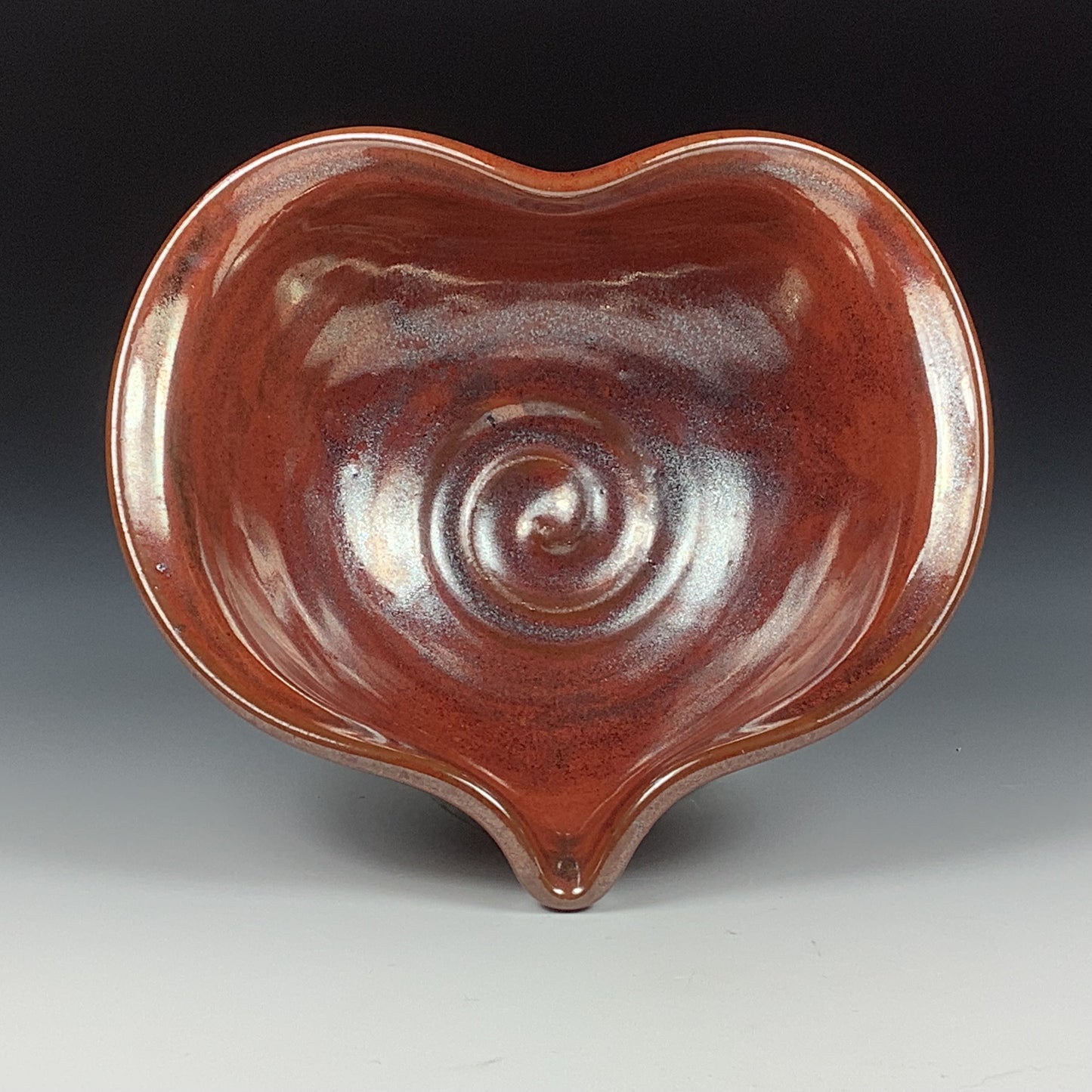 Handmade ceramic pottery bowl stoneware dinnerware heart-shaped bowl- Iron red heart love bowls dishes - item 3538