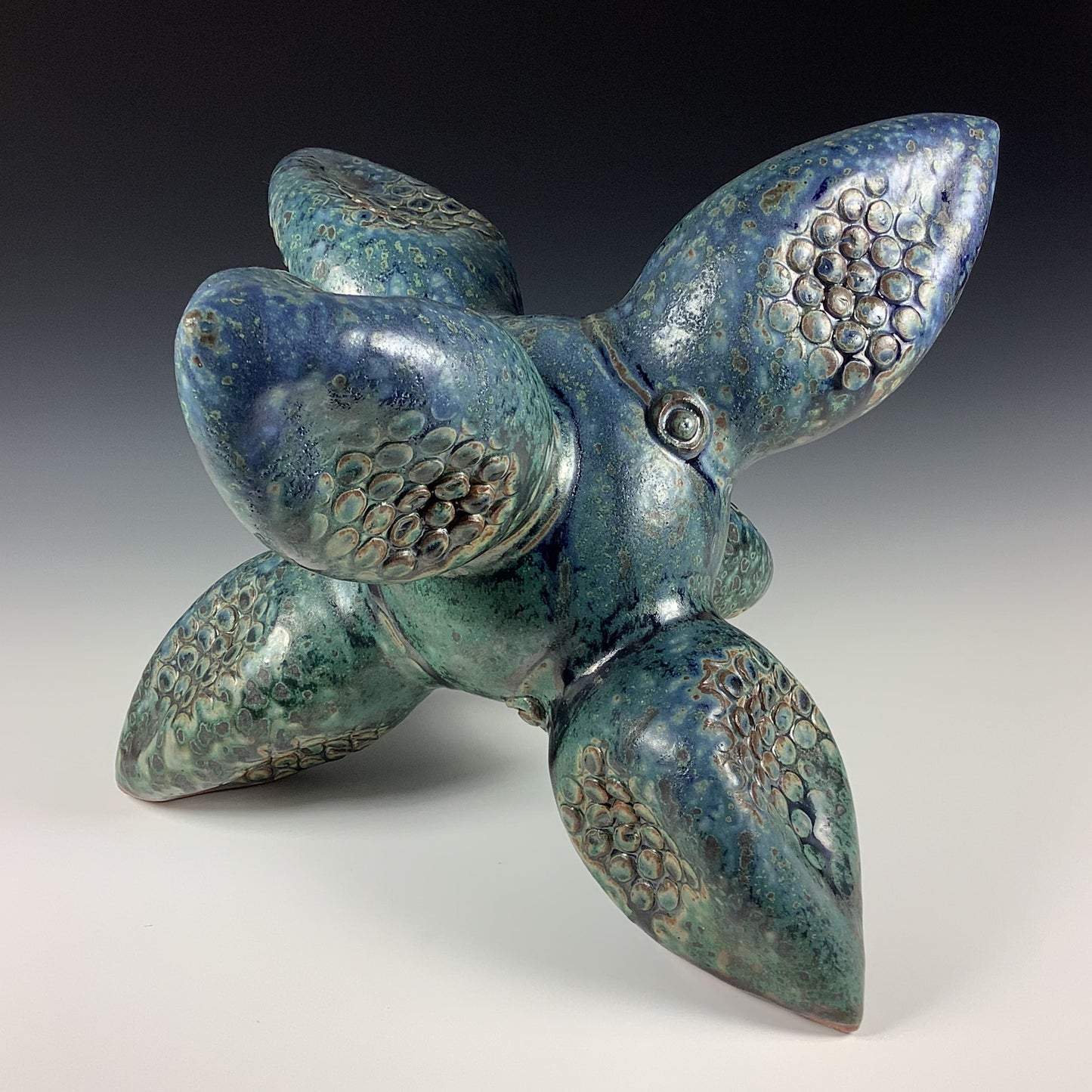 Handmade stoneware art abstract ceramic sculptures pottery decoration - Green ash pottery jack - Green jack- item 1003