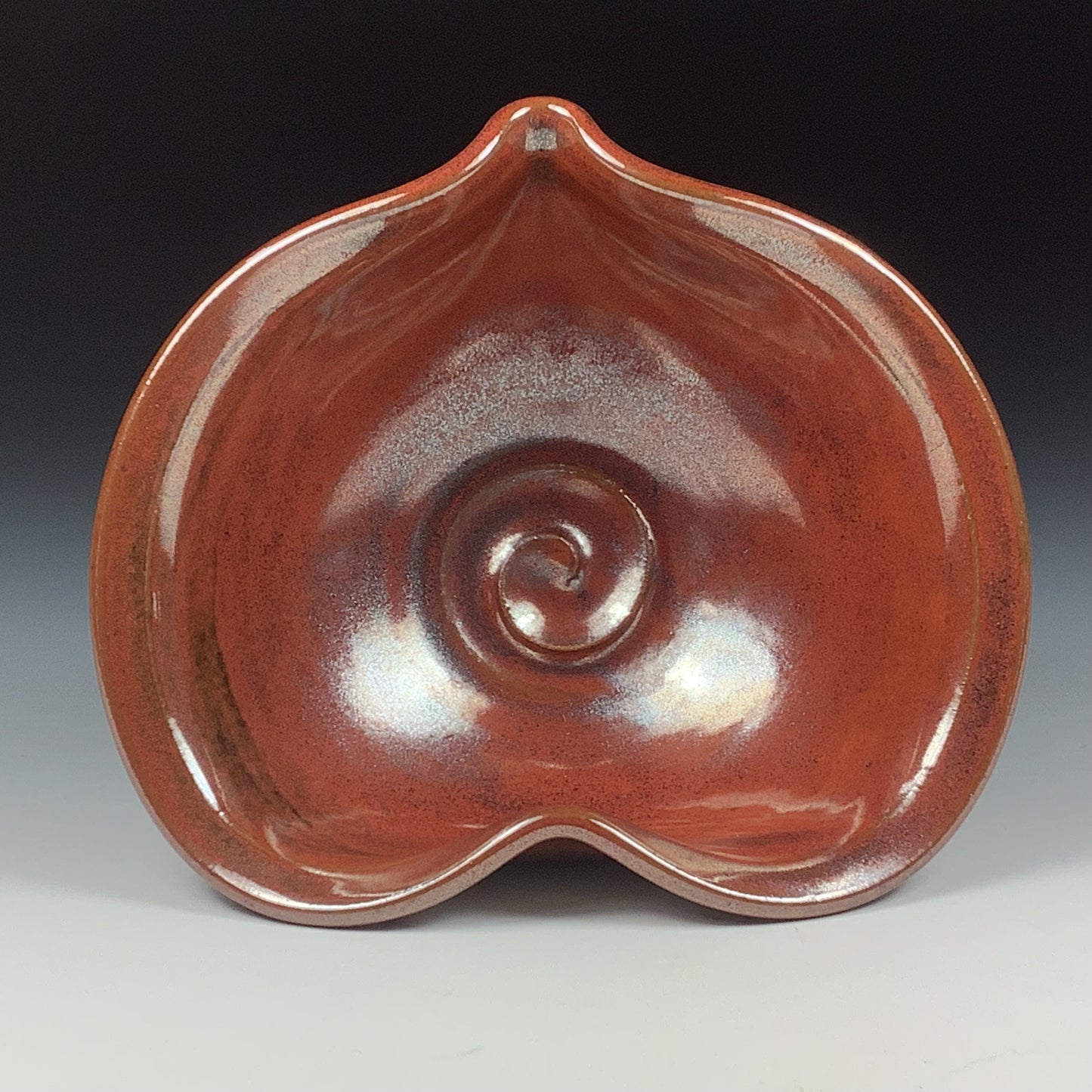 Handmade ceramic pottery bowl stoneware dinnerware heart-shaped bowl- Iron red heart love bowls dishes - item 3536