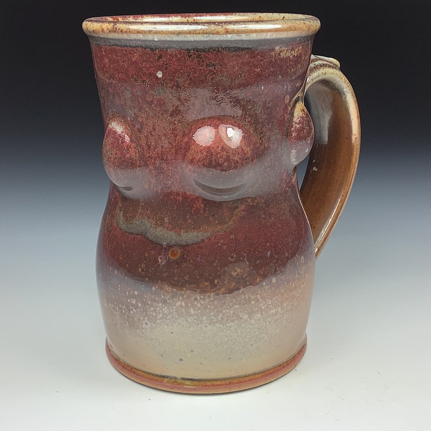 Handmade ceramic mugs stoneware coffee mugs pottery tea mugs stoneware drinkware - Orange shino bump - item 3477