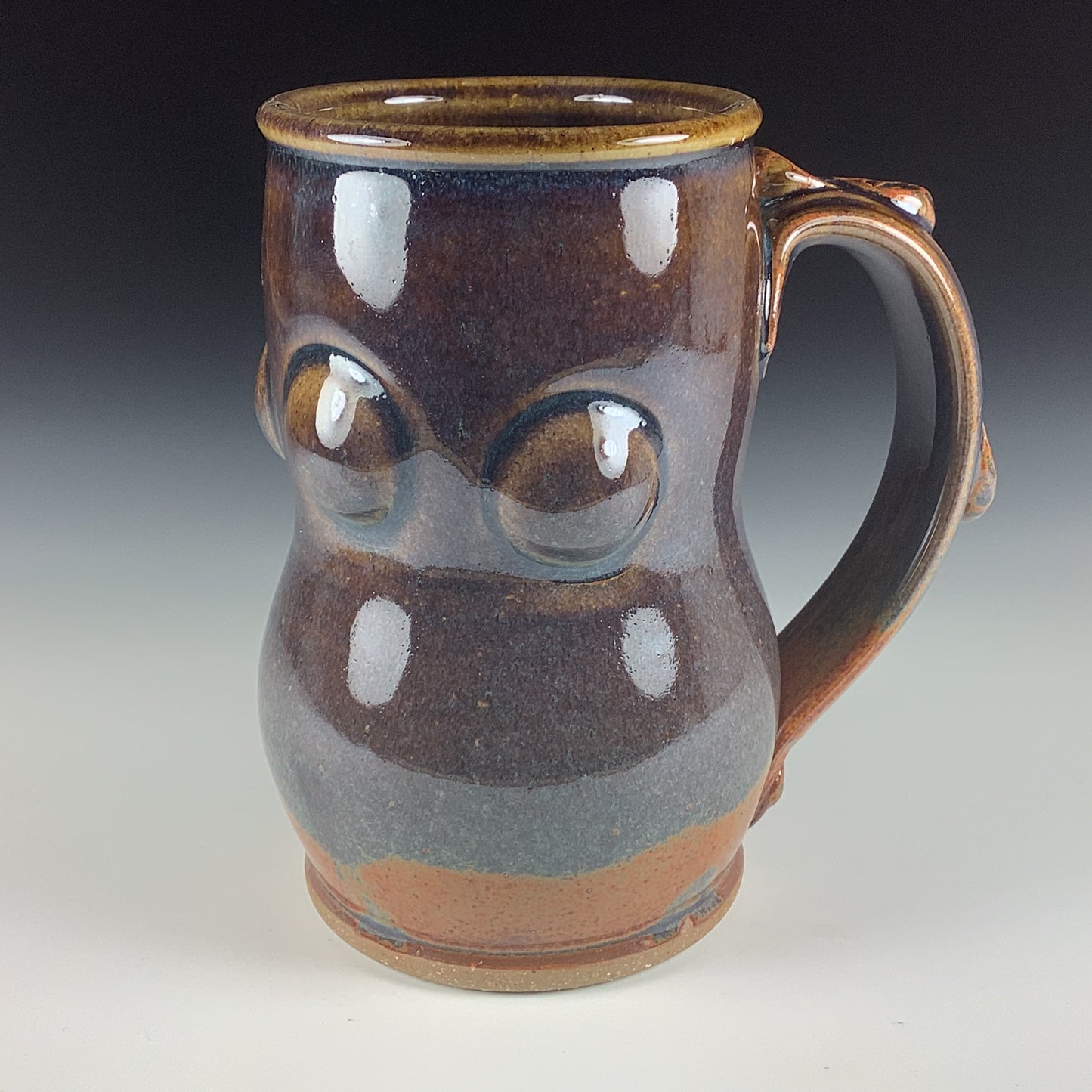 Handmade ceramic mugs stoneware coffee mugs pottery tea mugs cup stoneware drinkware - Dark blue bump - item 1672