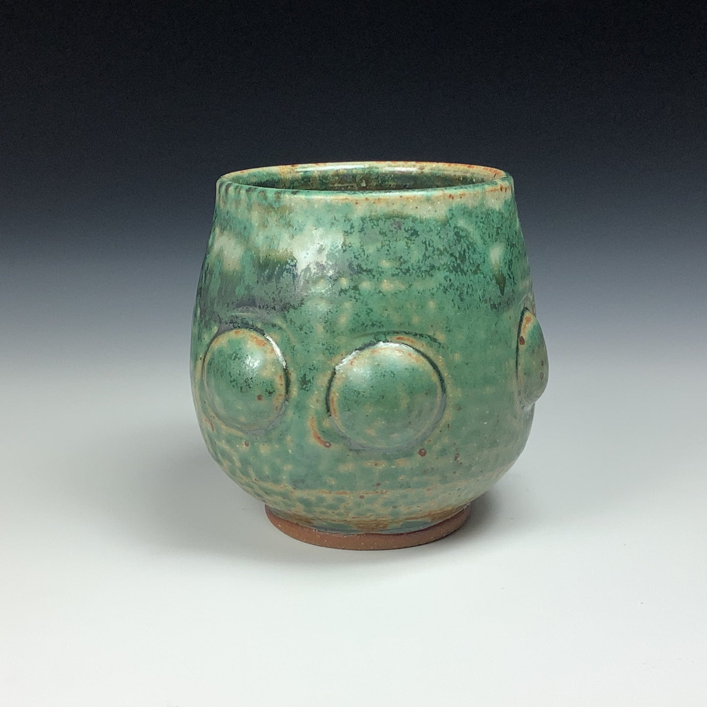 Artisan teacups luxury tea sets vintage ceramic teacups handmade stoneware pottery cup - Green ash bump - item 1080
