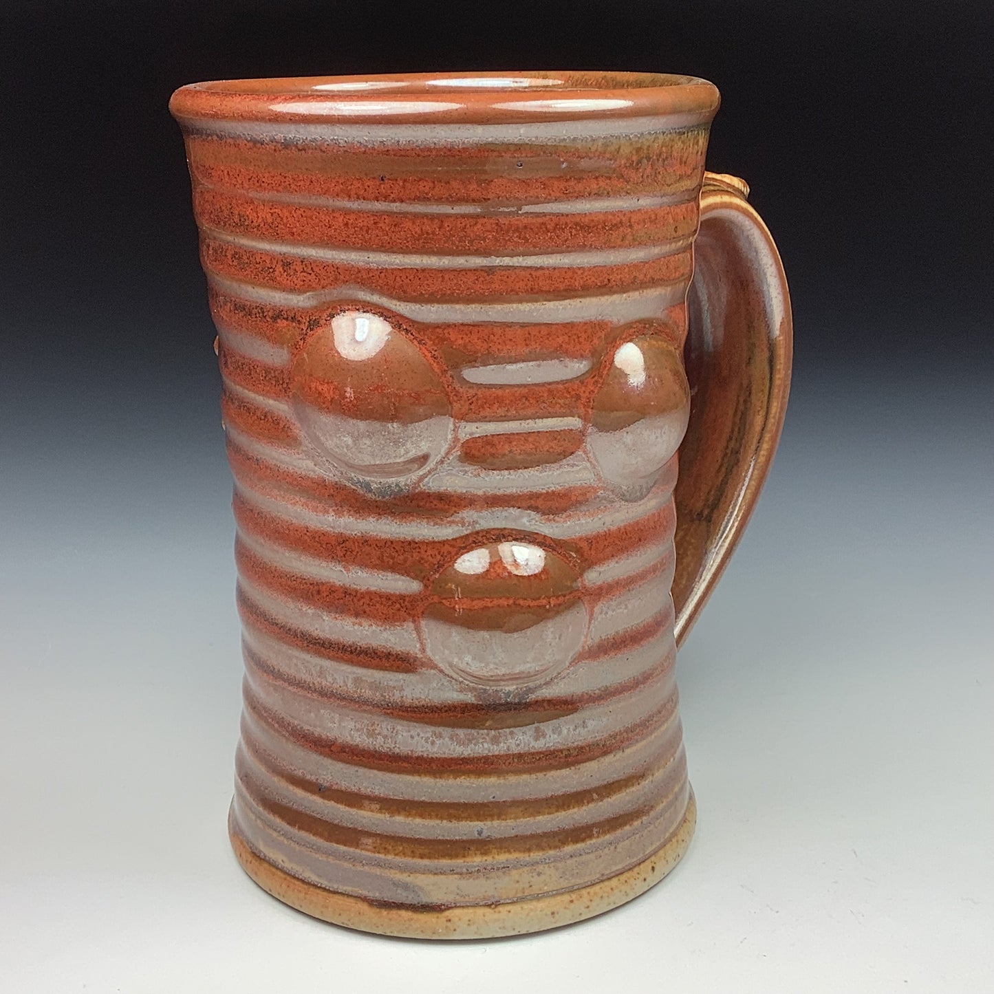Handmade ceramic mugs stoneware coffee mugs pottery tea mugs stoneware drinkware - Iron red slip-dotted bump - item 3491