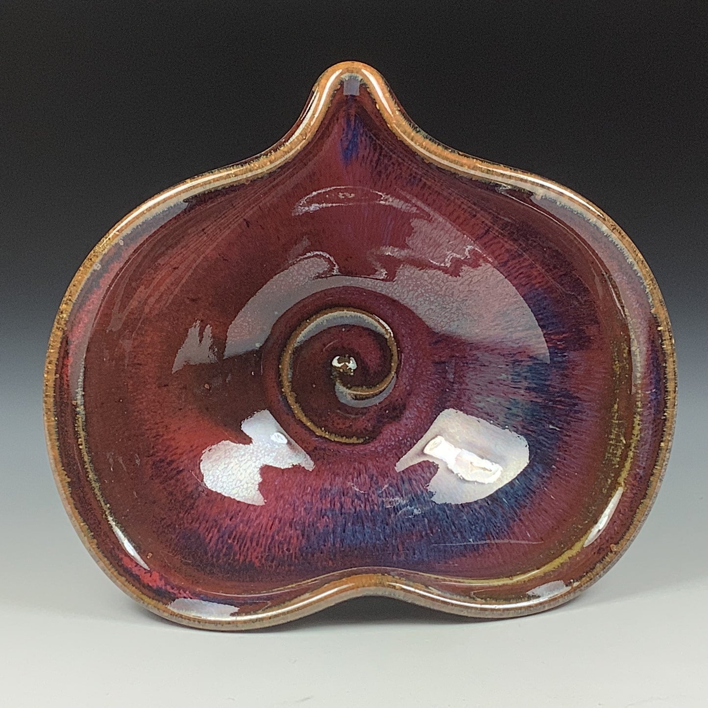 Handmade ceramic pottery bowl stoneware dinnerware heart-shaped bowl- Purple redheart love bowls dishes - item 3517