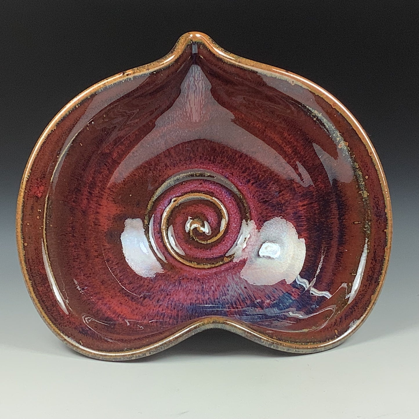 Handmade ceramic pottery bowl stoneware dinnerware heart-shaped bowl- Red purple heart love bowls dishes - item 3520