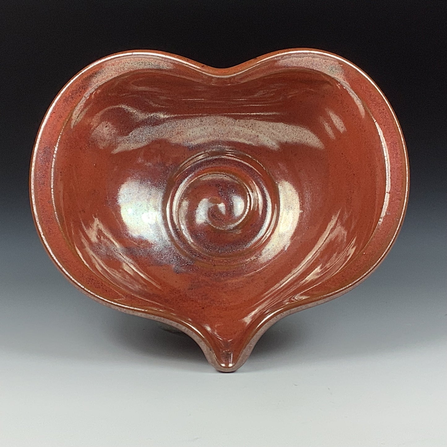 Handmade ceramic pottery bowl stoneware dinnerware heart-shaped bowl- Iron red heart love bowls dishes - item 3521