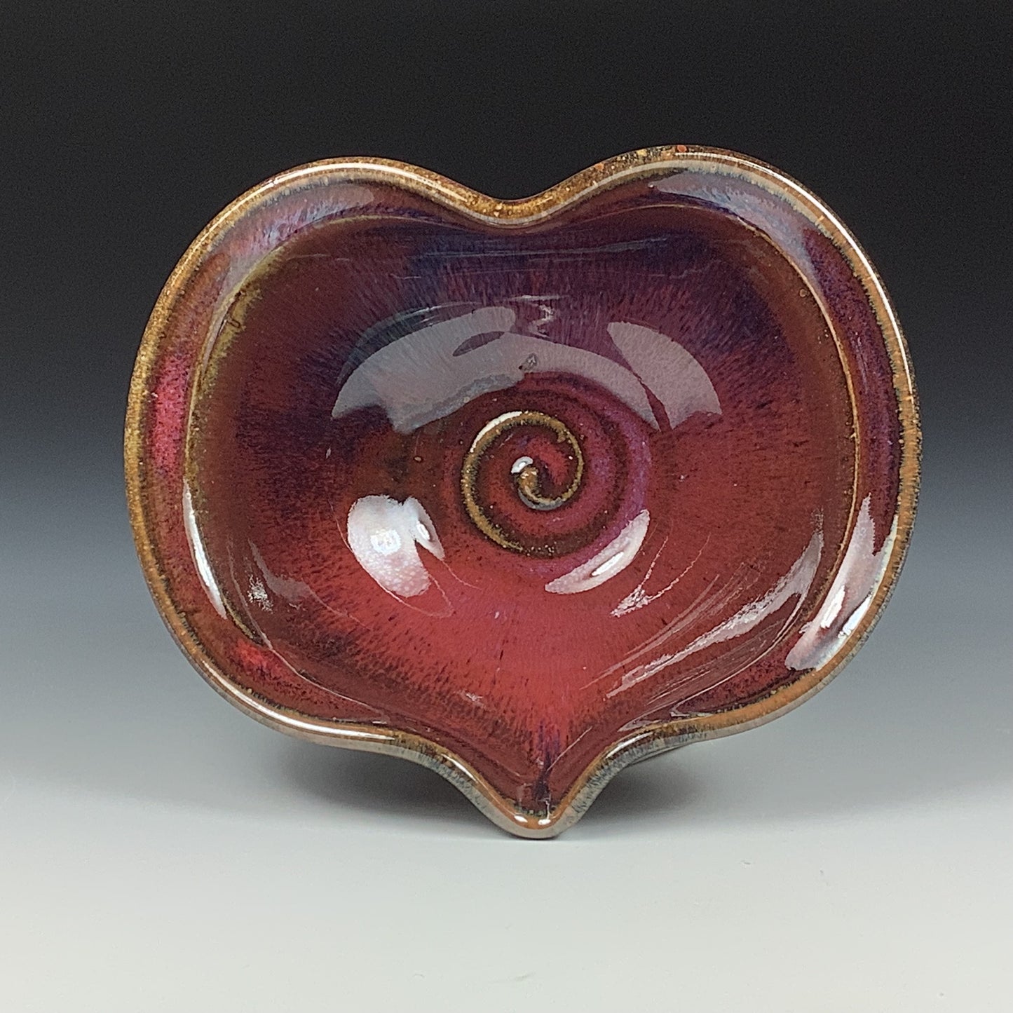 Handmade ceramic pottery bowl stoneware dinnerware heart-shaped bowl- Red purple heart love bowls dishes - item 3513