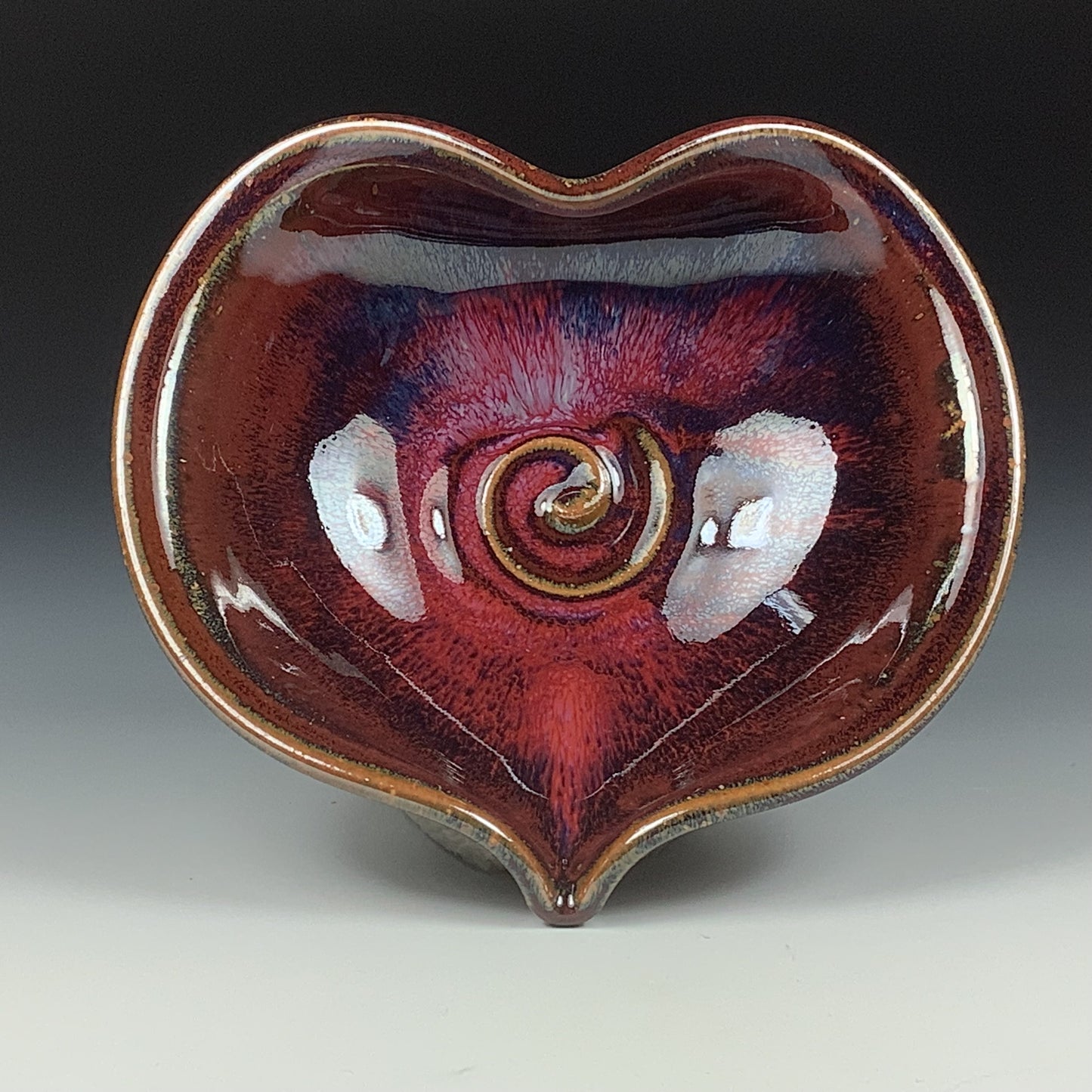 Handmade ceramic pottery bowl stoneware dinnerware heart-shaped bowl- Deep red heart love bowls dishes - item 3523