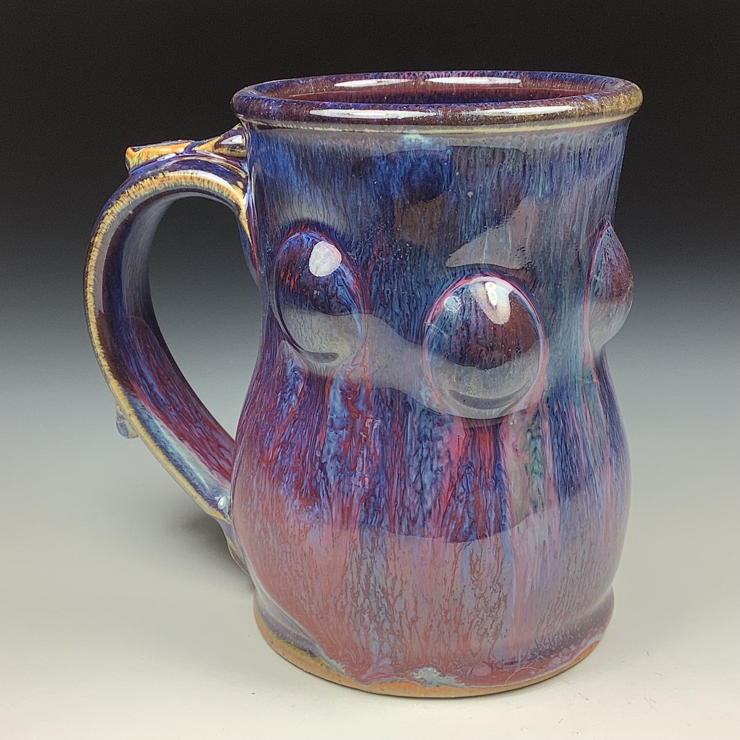 Handmade ceramic mugs stoneware coffee mugs pottery tea mugs stoneware drinkware - Dark purple bump - item 3472