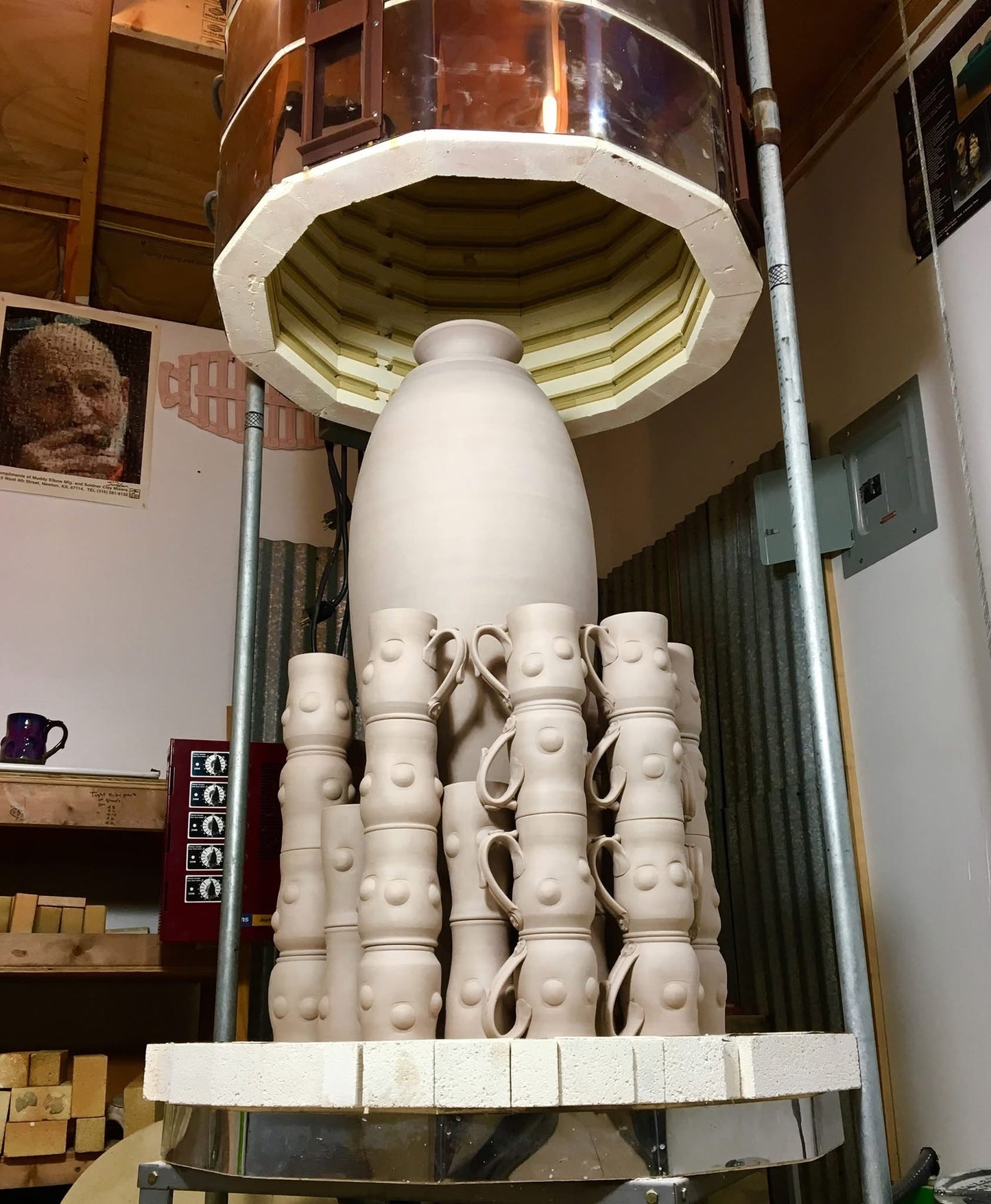 Handmade Stoneware Coffee Mug: Purple Red Glaze Bump Pottery Tea Mug- item 3247