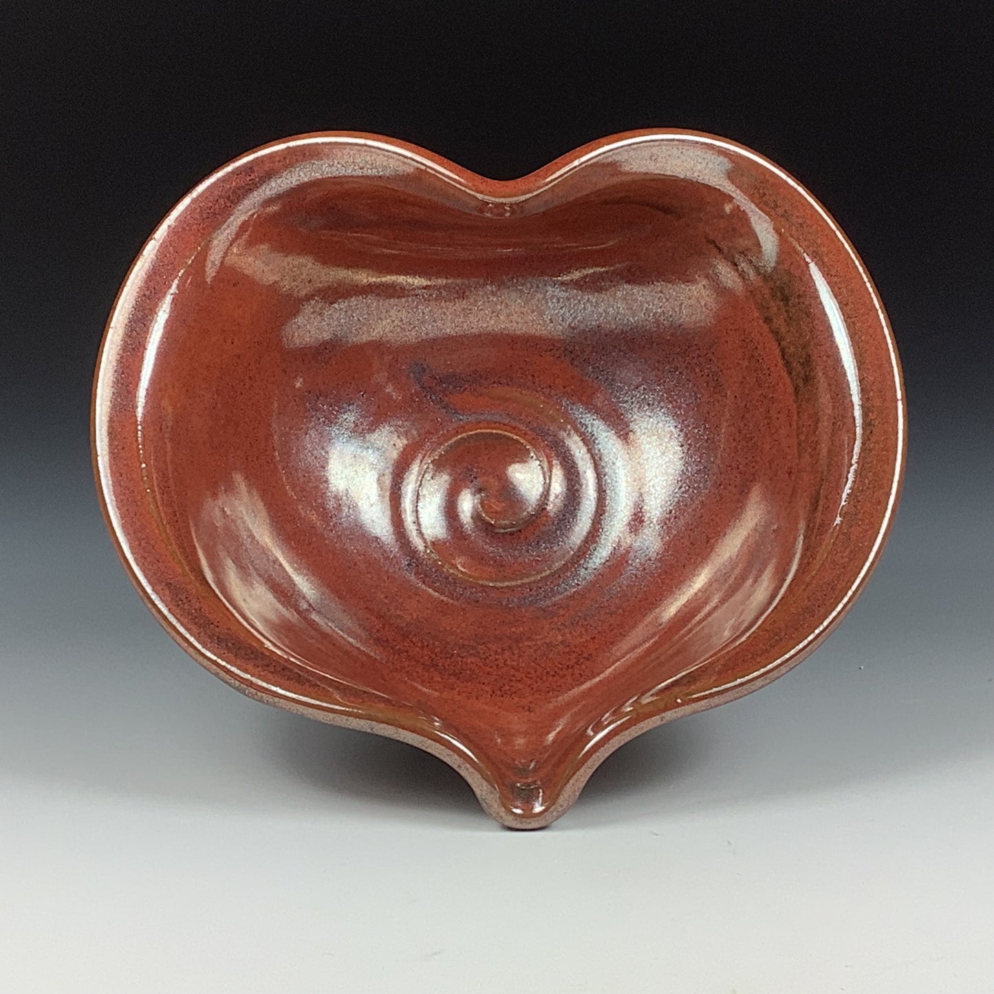 Handmade ceramic pottery bowl stoneware dinnerware heart-shaped bowl- Iron red heart love bowls dishes - item 3536
