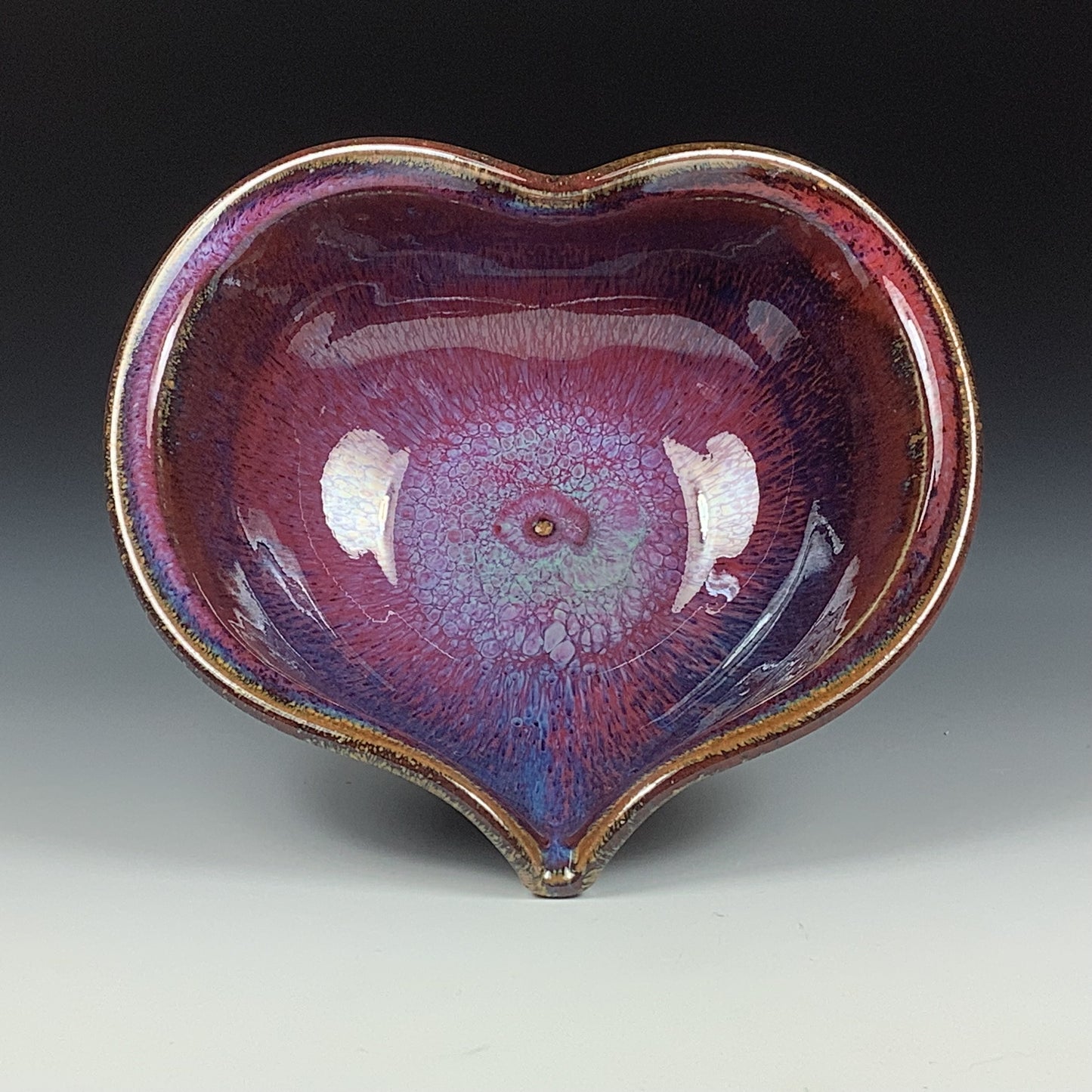 Handmade ceramic pottery bowl stoneware dinnerware heart-shaped bowl- Purple heart love bowls dishes - item 3534