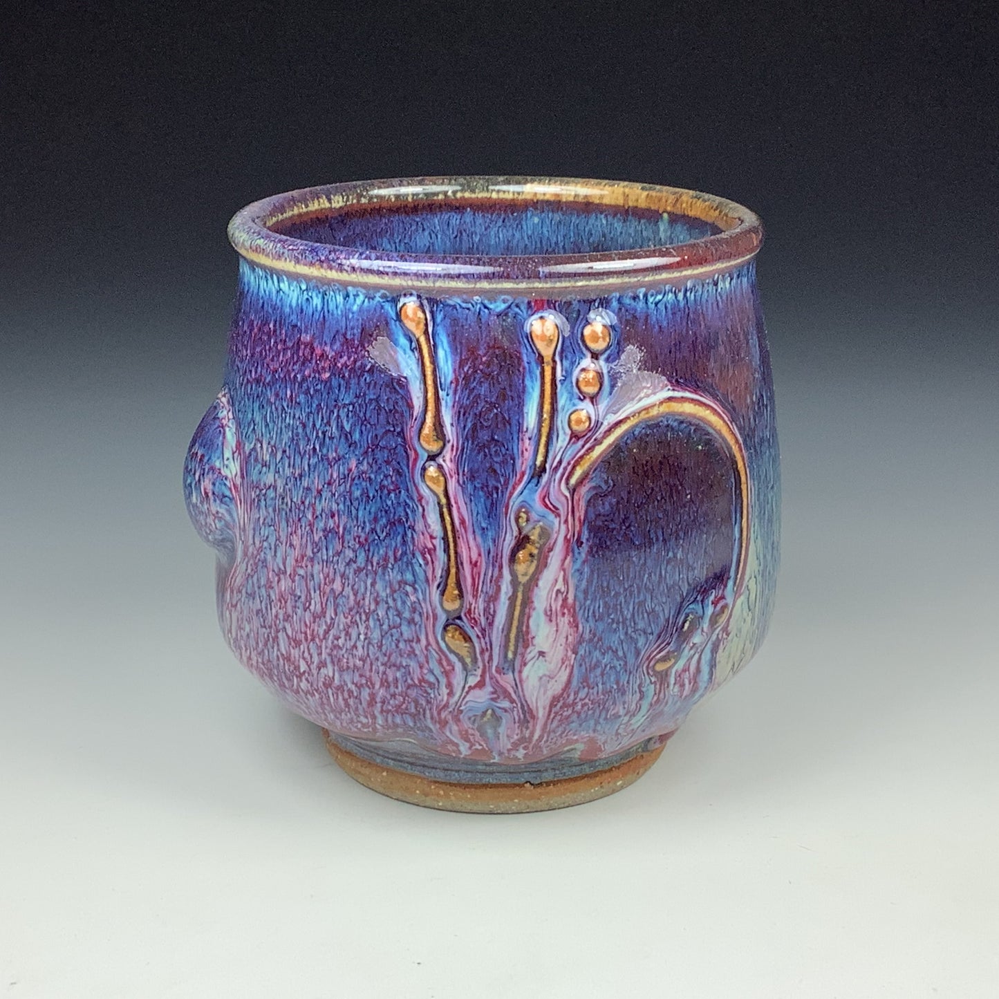 Artisan teacups luxury tea sets vintage ceramic teacups handmade stoneware pottery cup - Purple bamboo - item 2466