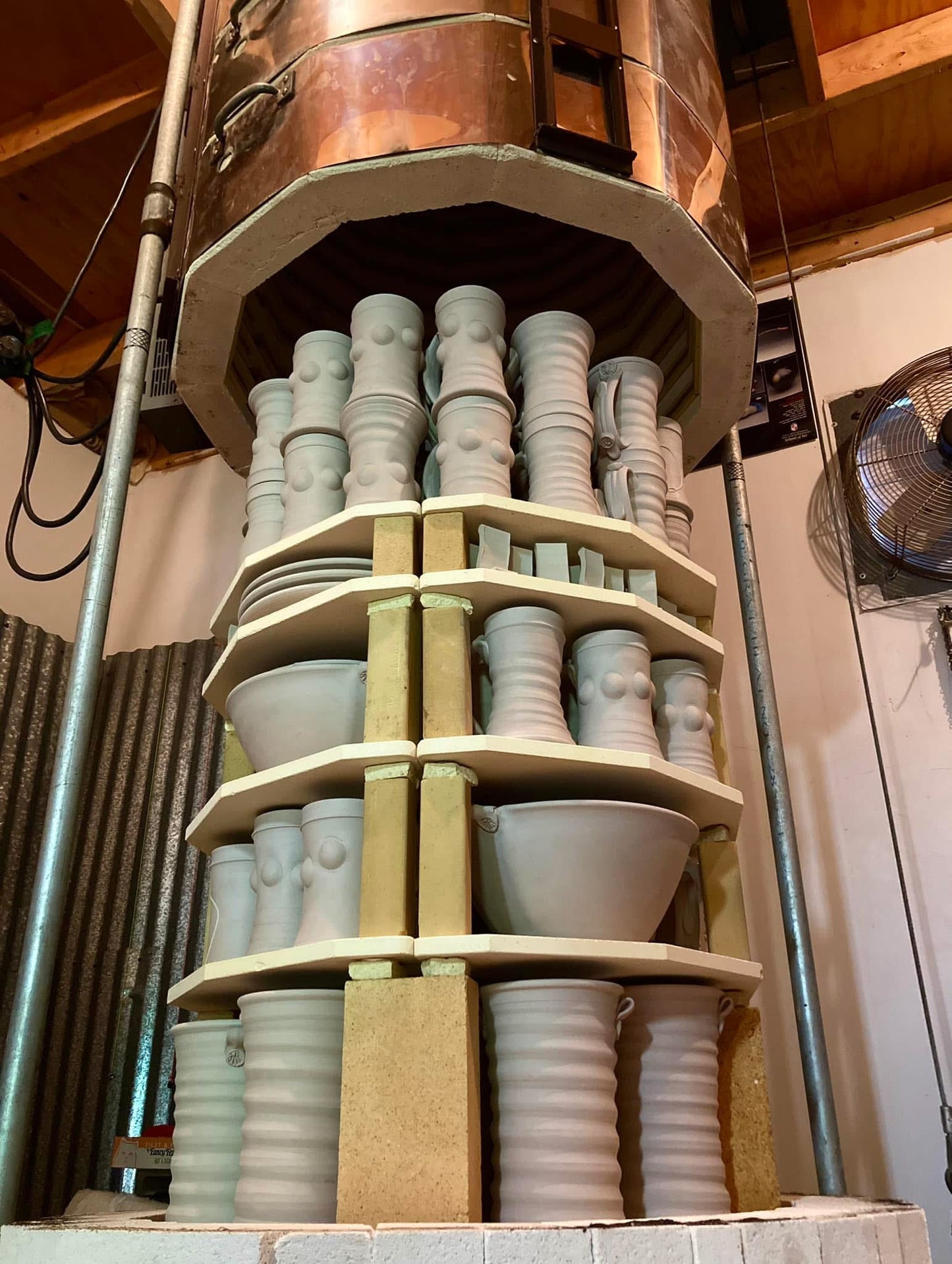 Handmade Stoneware Utensil Holder: Purple Red Glaze Twisty Pottery Vase - item 3112