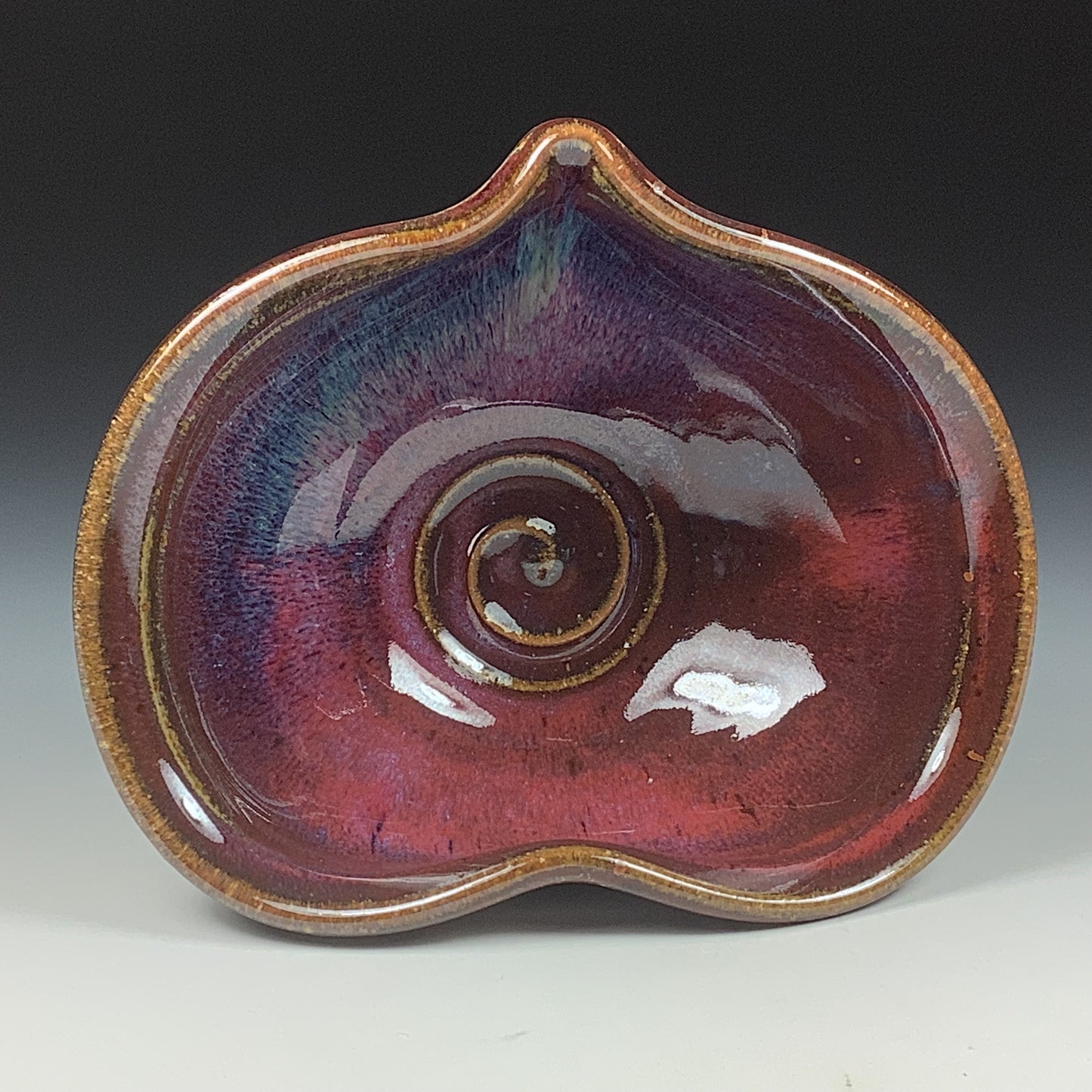 Handmade ceramic pottery bowl stoneware dinnerware heart-shaped bowl- Red purpleheart love bowls dishes - item 3511
