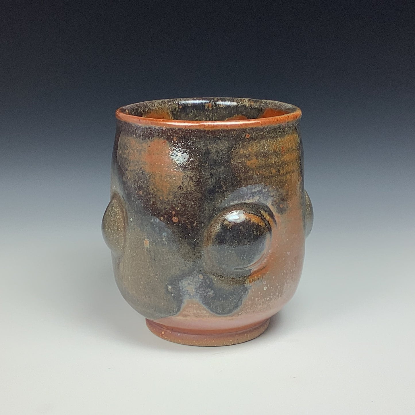 Artisan teacups luxury tea sets vintage ceramic teacups handmade stoneware pottery cup - Orange ash bump - item 1074