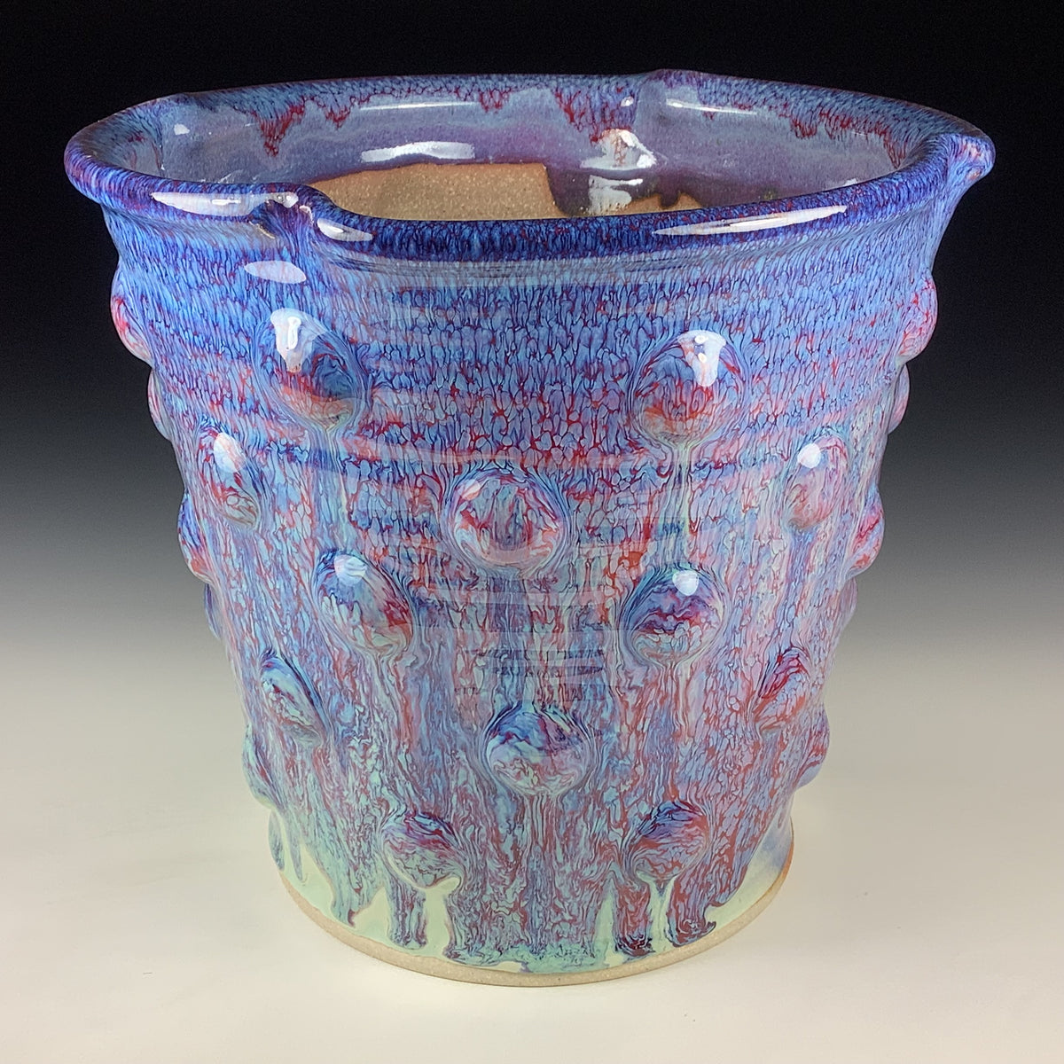 Handmade Ceramic Stoneware Pottery Planter - Purple Bump
