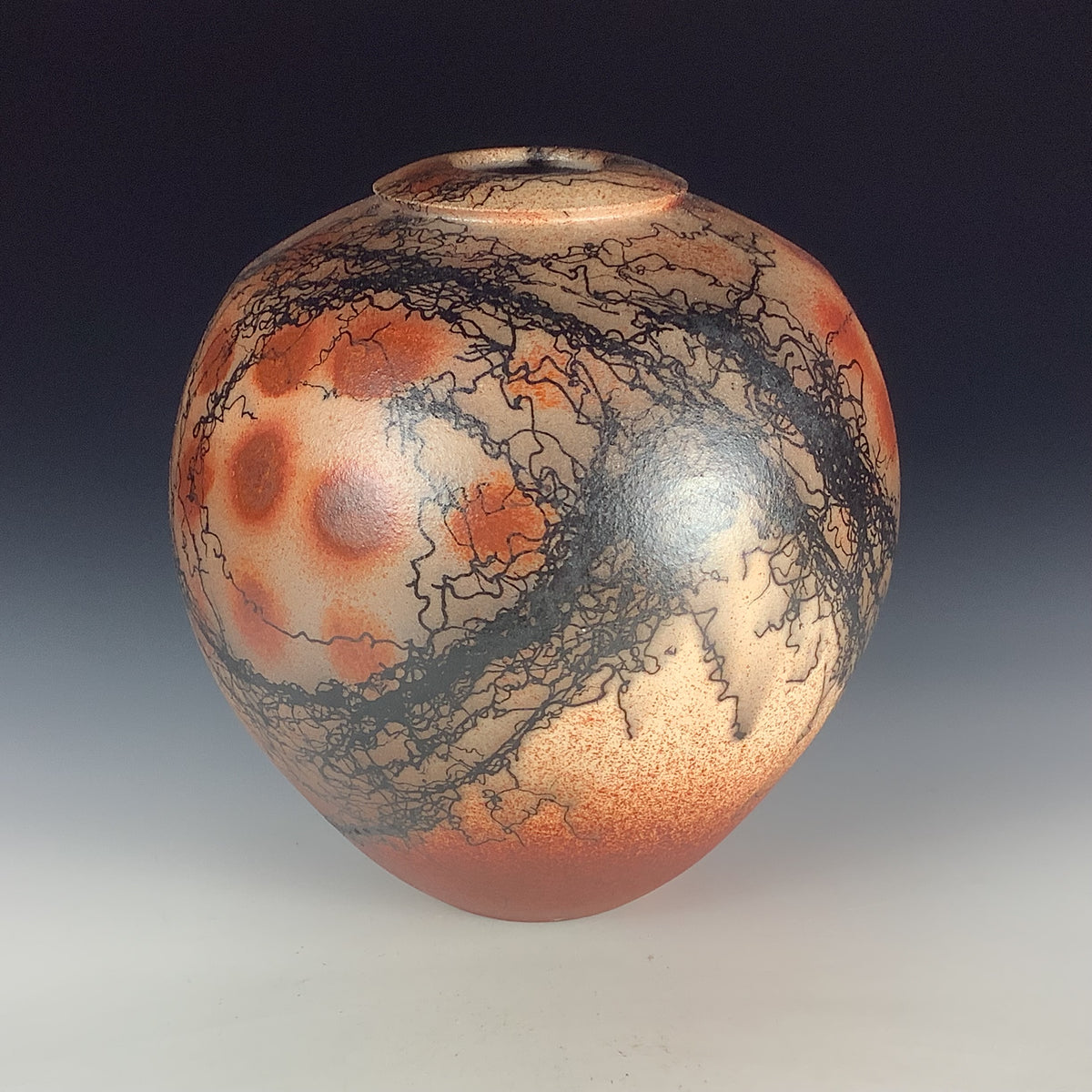 Handmade Horsehair Raku Pottery Vase