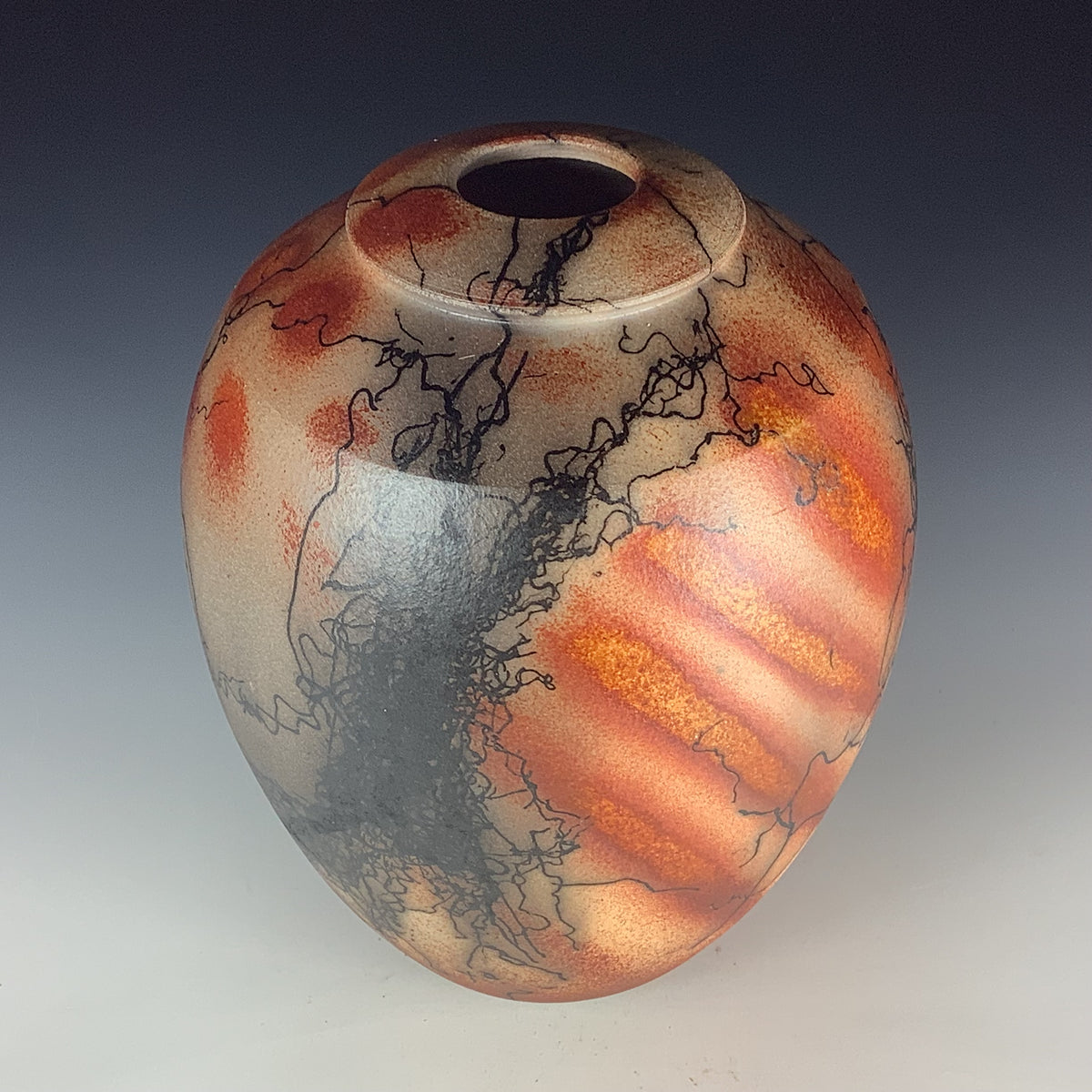 Handmade Horsehair Raku Pottery Vase