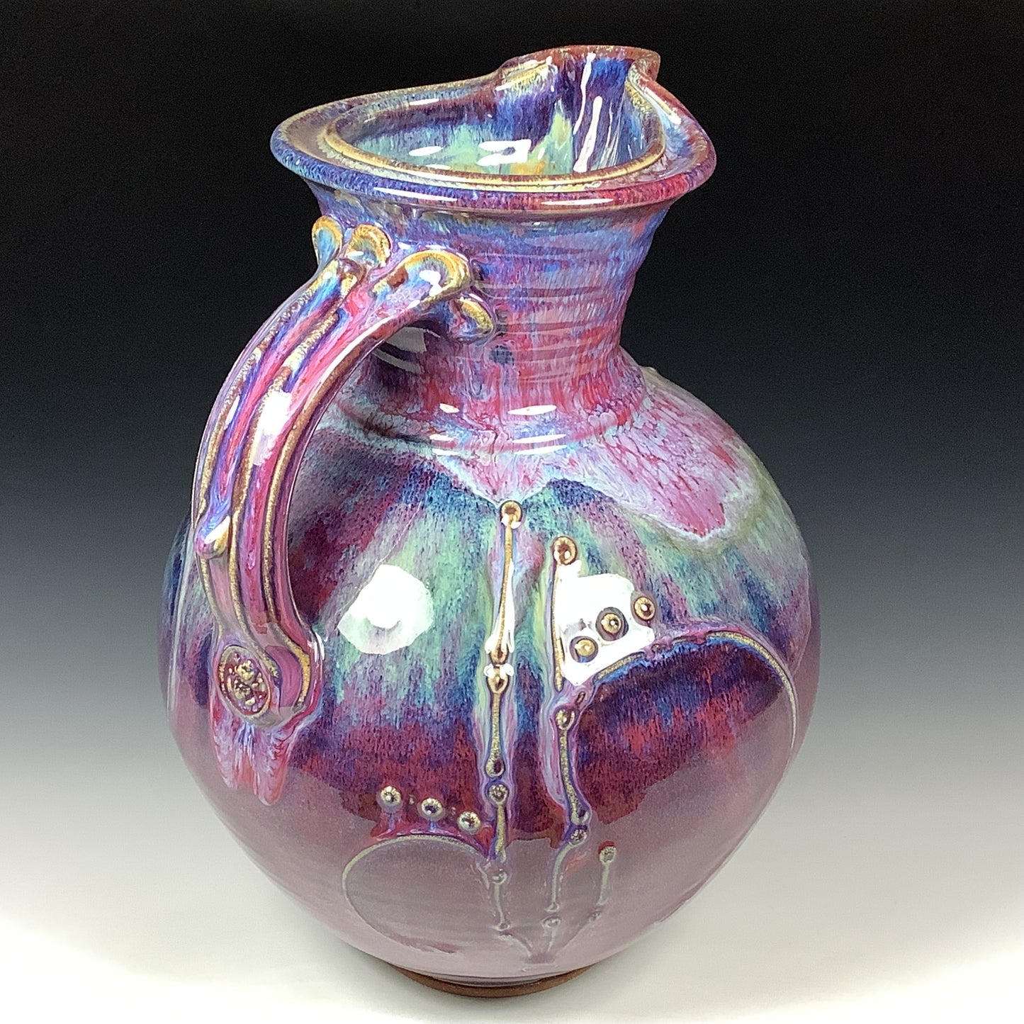 Handmade Ceramic Pottery Pitcher or Vase - Purple Bamboo