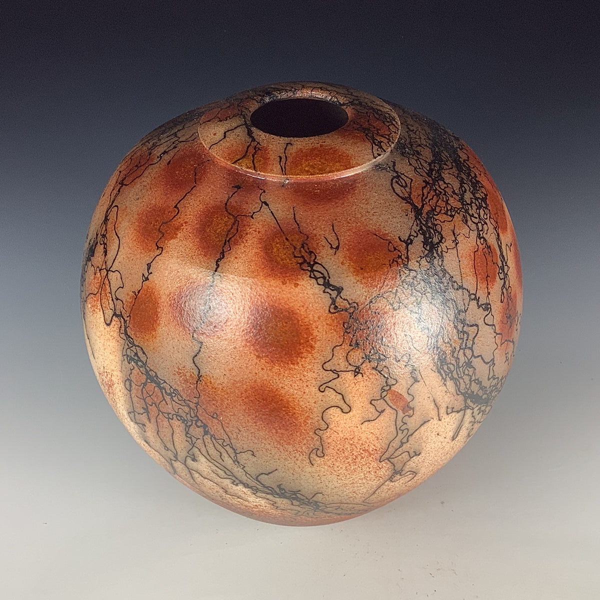 Handmade Horsehair Raku Pottery Vase