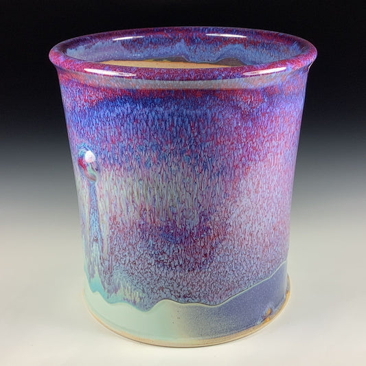 Decorative pottery vases large utensil holder crock rustic clay vases artistic luxury handmade vases artistic centerpieces dinnerware stoneware- large purple red blue bump 3835