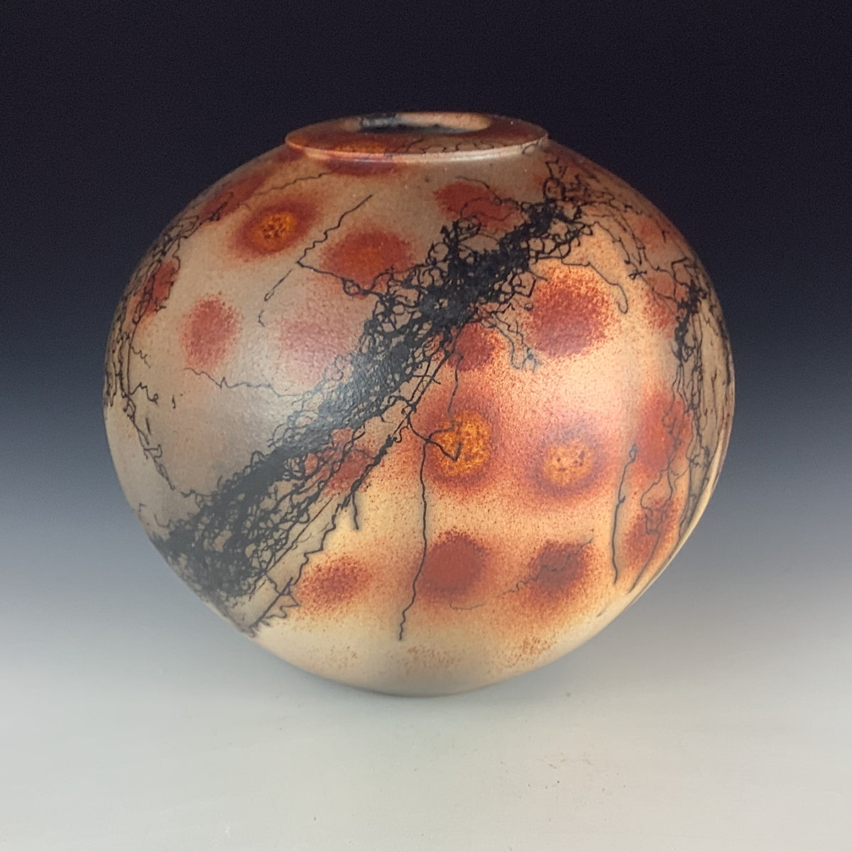 Handmade Horsehair Raku Pottery Vase