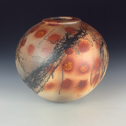 Handmade Horsehair Raku Pottery Vase