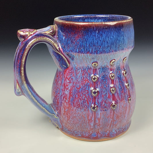 Handmade ceramic mugs stoneware coffee mugs pottery tea mugs stoneware drinkware -  Purple red slip dotted bump 3859