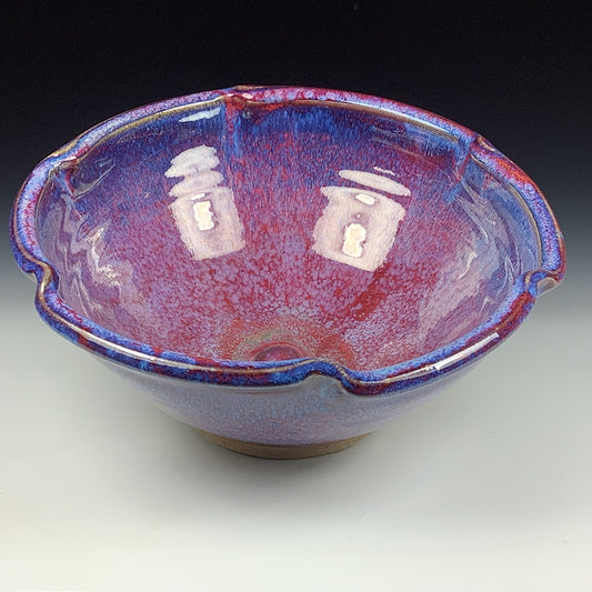Handmade ceramic artisanal pottery bowls dinnerware stoneware serving bowls centerpiece - Medium purple scalloped rim serving bowl 3677