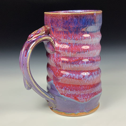 Handmade ceramic mugs stoneware coffee mugs pottery tea mugs stoneware drinkware - Purple red wiggle 3861