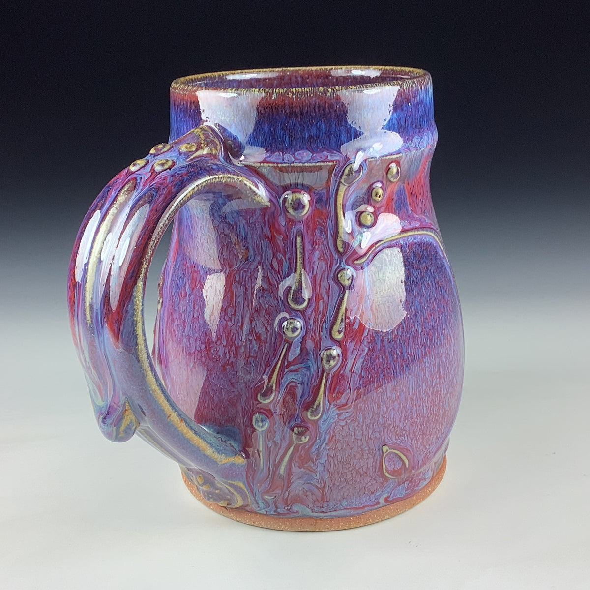 Handmade Ceramic Coffee Mug: Purple Red Bamboo Slip Stoneware Pottery