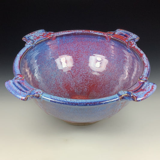 Handmade ceramic artisanal pottery bowls dinnerware stoneware serving bowls centerpiece - Large purple with handles 3685