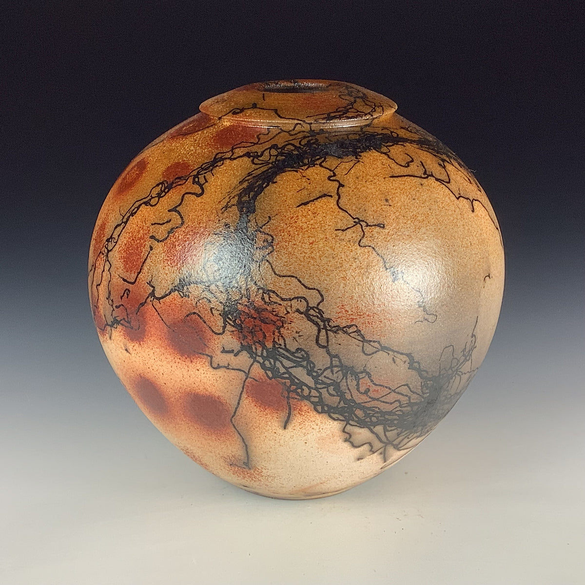 Handmade Horsehair Raku Pottery Vase