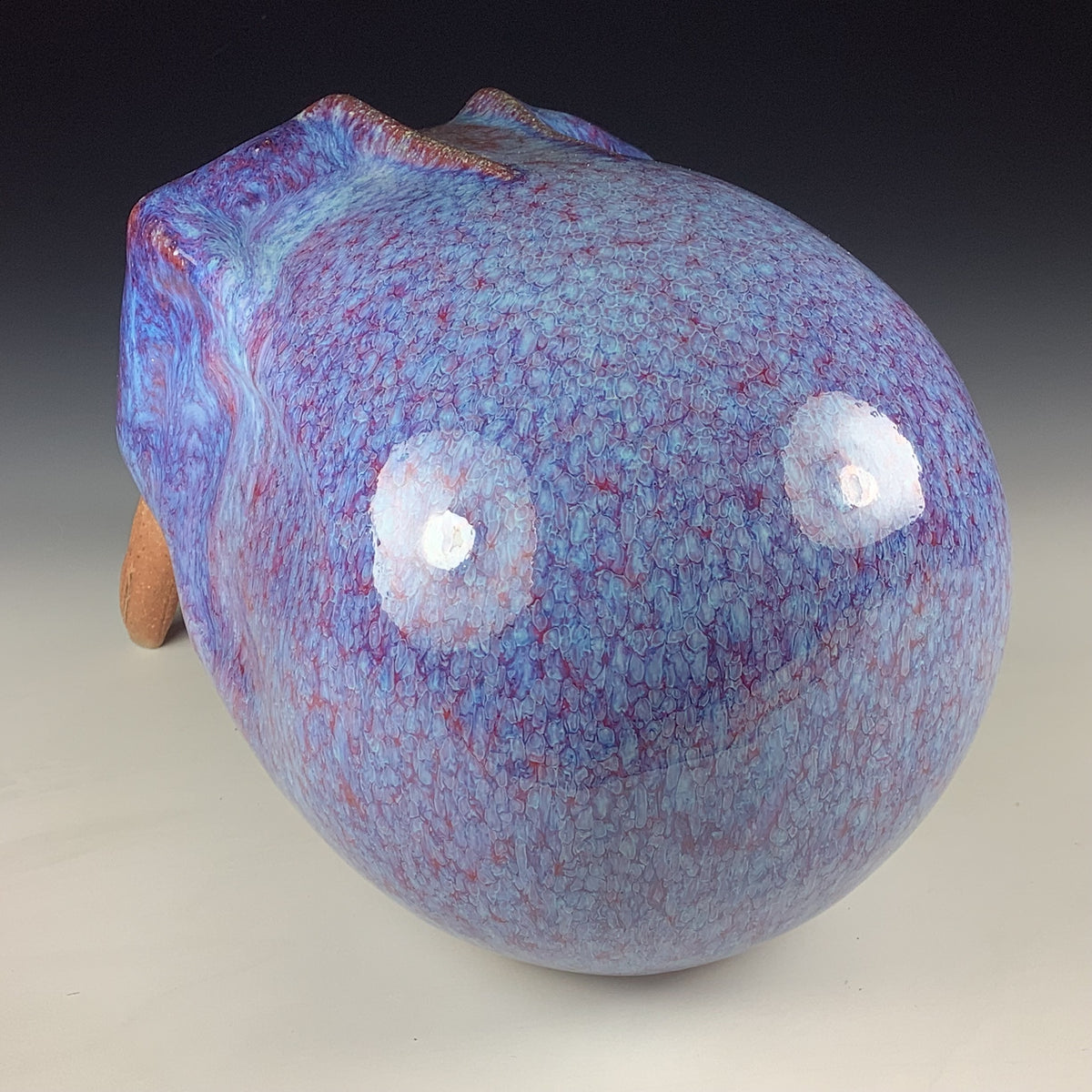 Handmade Purple Ceramic Stoneware Pottery Skull