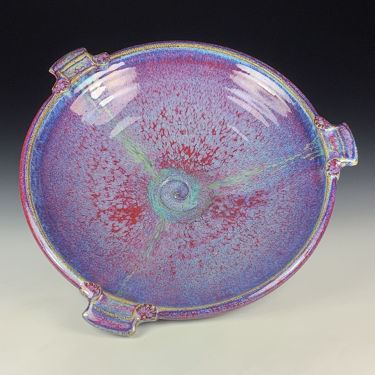 Handmade Stoneware Pottery Large Purple Glazed Serving Platter with Handles