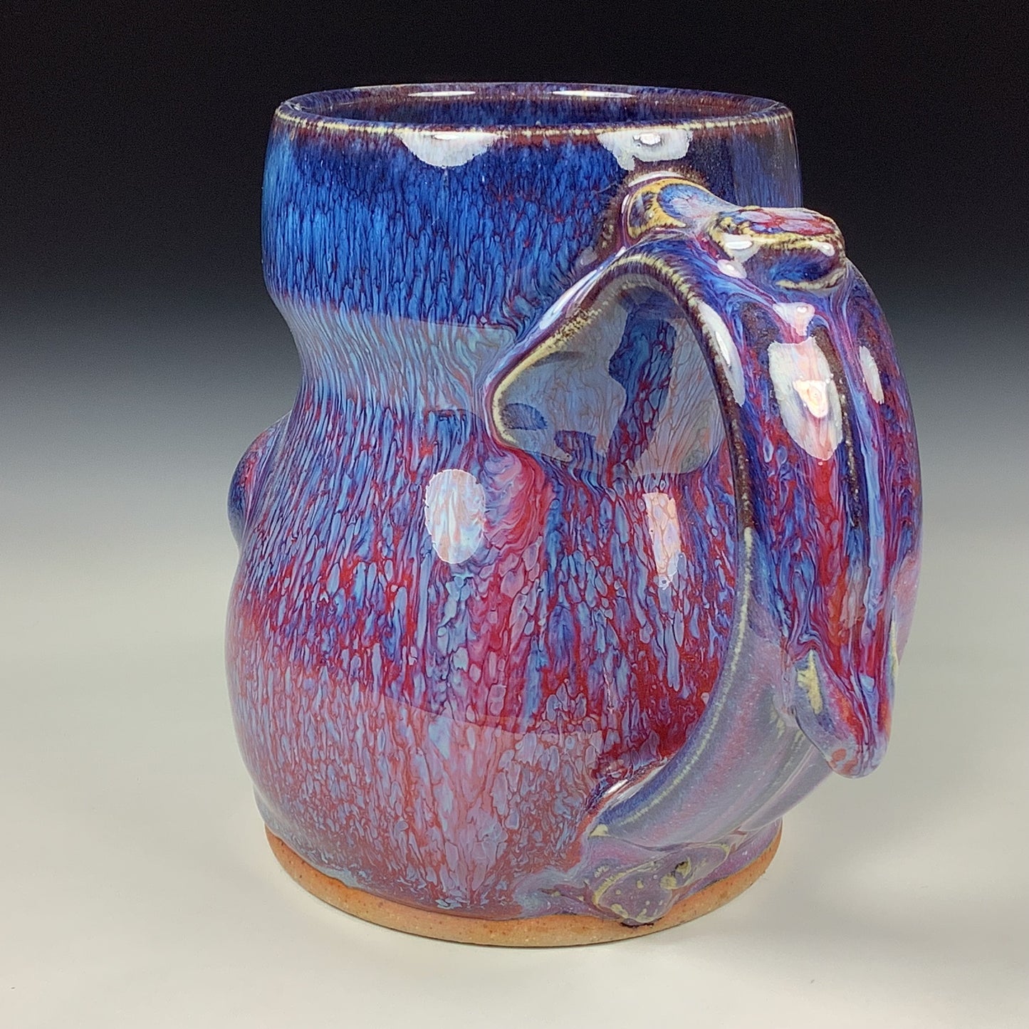 Handmade ceramic mugs stoneware coffee mugs pottery tea mugs stoneware drinkware - Purple red slip dotted bump 3860
