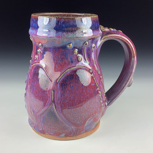 Handmade Ceramic Coffee Mug: Purple Red Bamboo Slip Stoneware Pottery