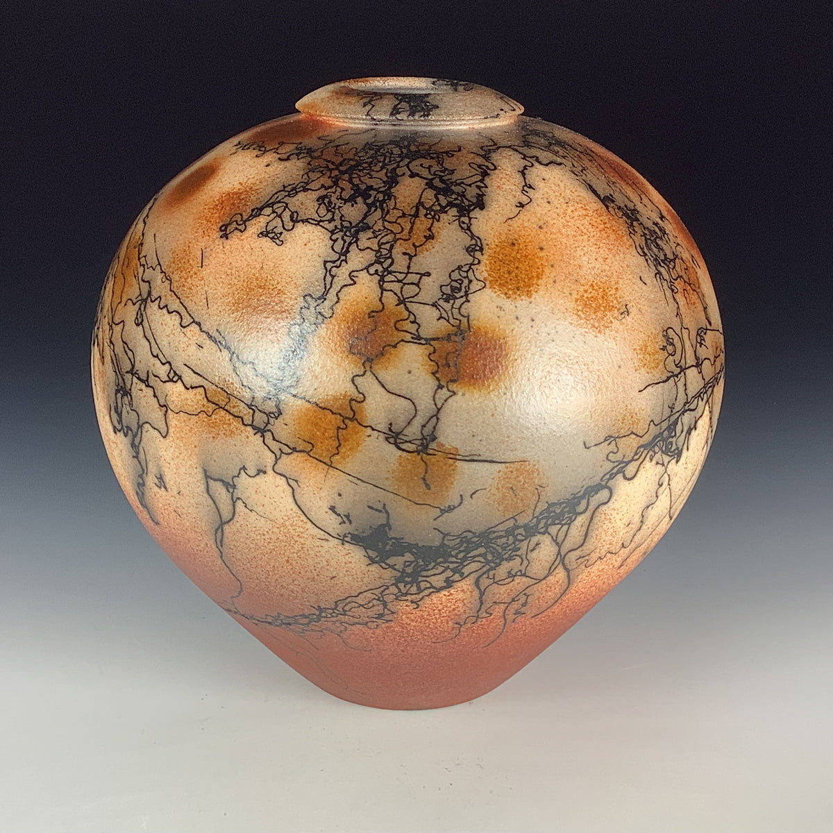 Handmade Horsehair Raku Pottery Vase