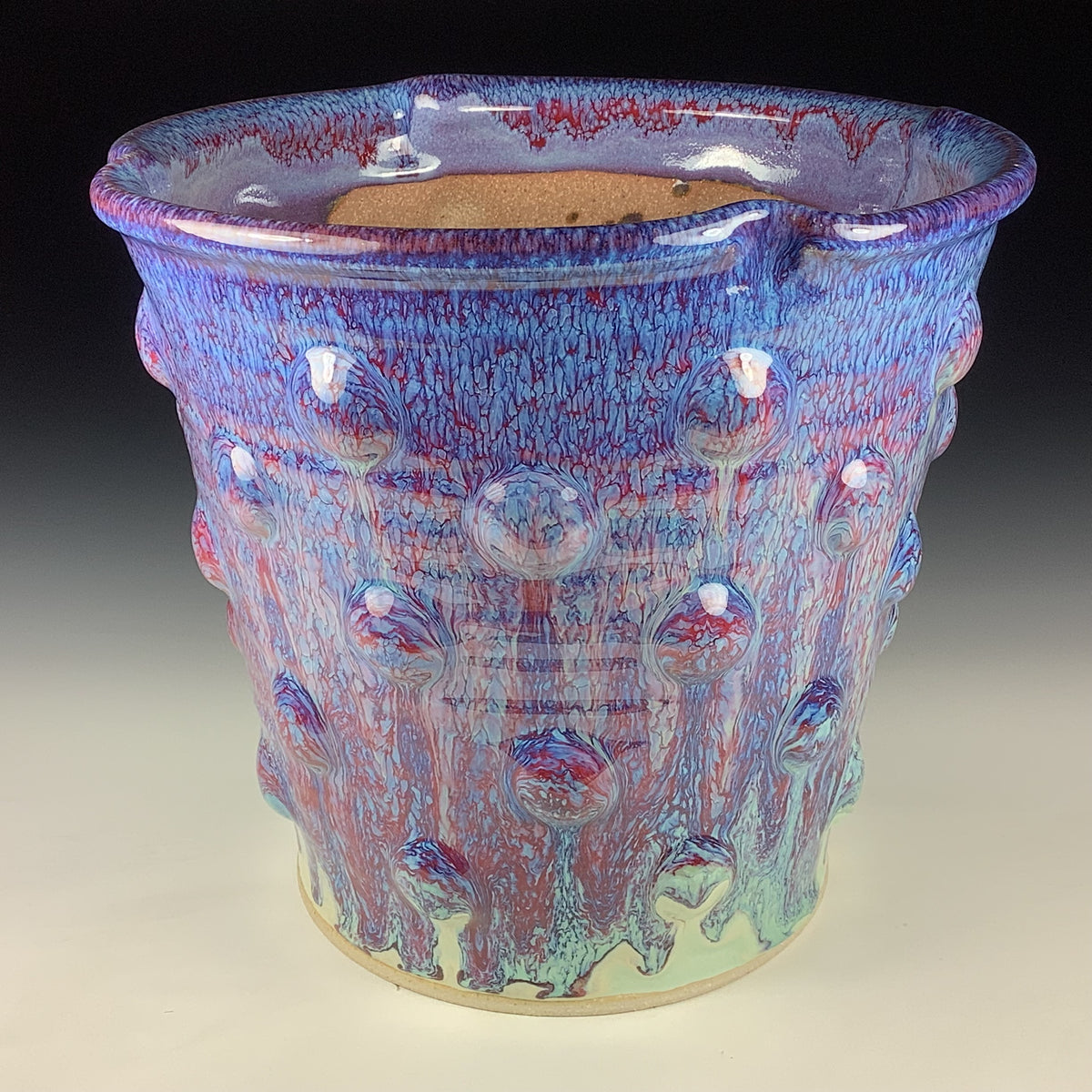 Handmade Ceramic Stoneware Pottery Planter - Purple Bump