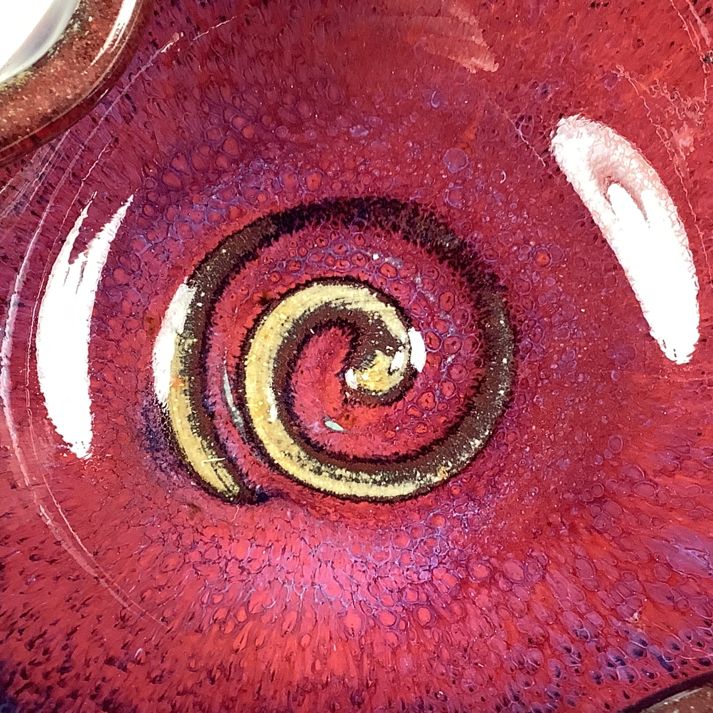 Handmade Ceramic Heart-Shaped Bowl, Red Glaze - Item 4036